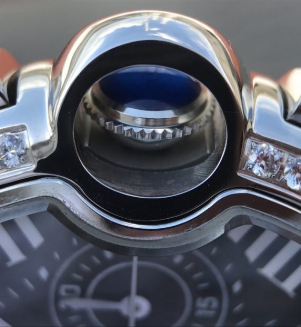Replica Cartier Ballon Bleu De Cartier Chrono SS Black Dial Diamonds Bezel A8101 - Top club