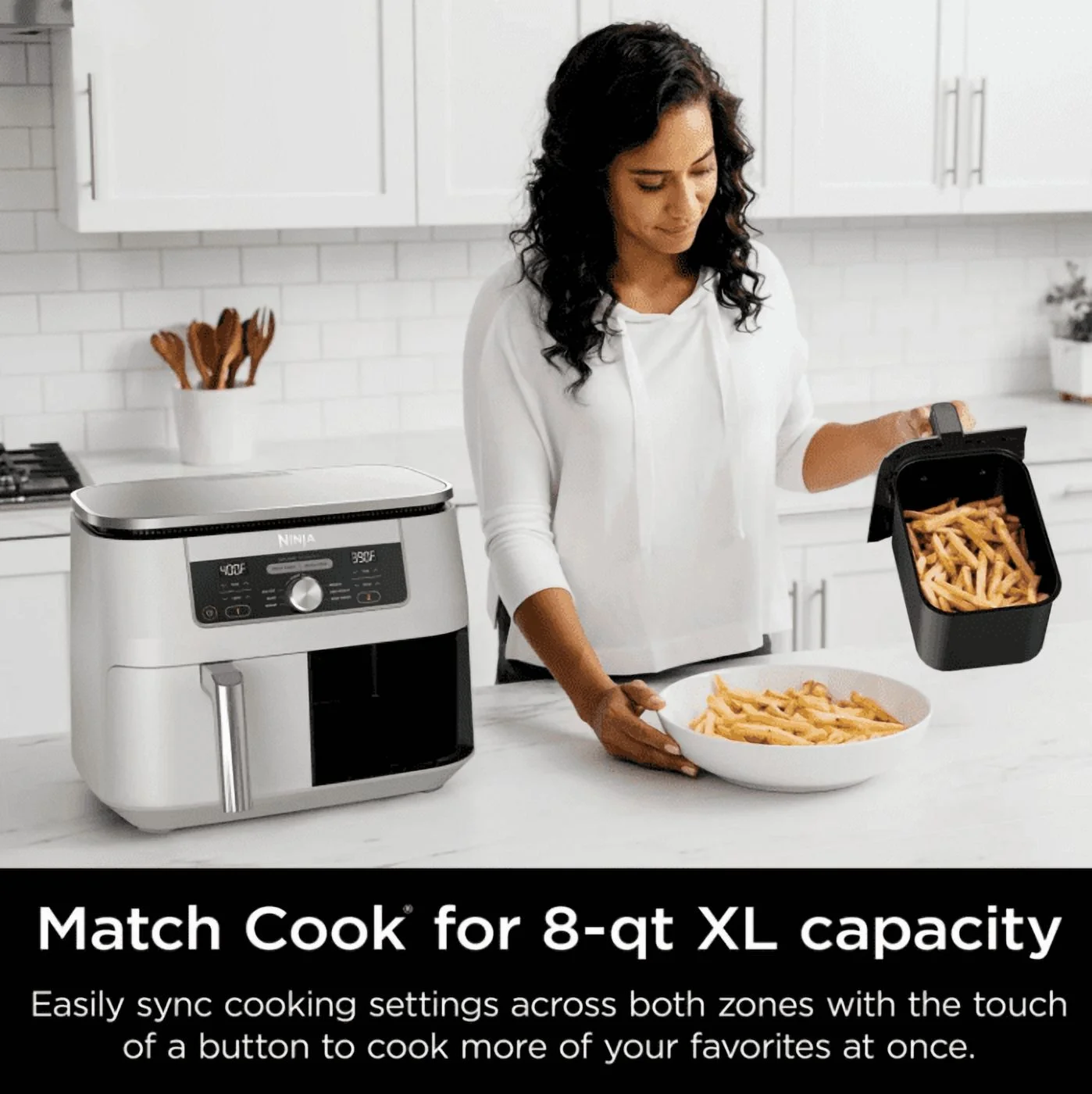 Ninja Foodi 6-in-1, 8 Quart 2-Basket Air Fryer with DualZone Technology -White - Image 6