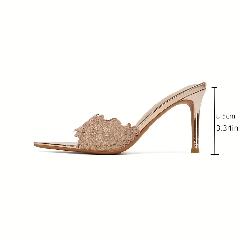 Elegant Champagne Lace-Trimmed Stiletto Heels