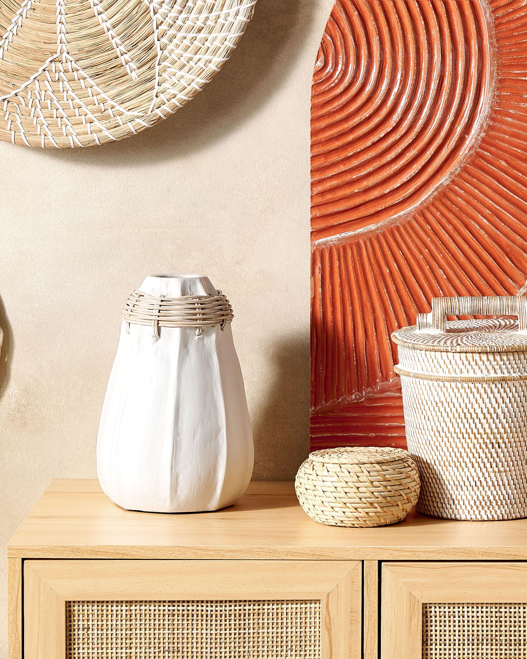 Decorative Vase KAMPAR Ceramic 30 cm White