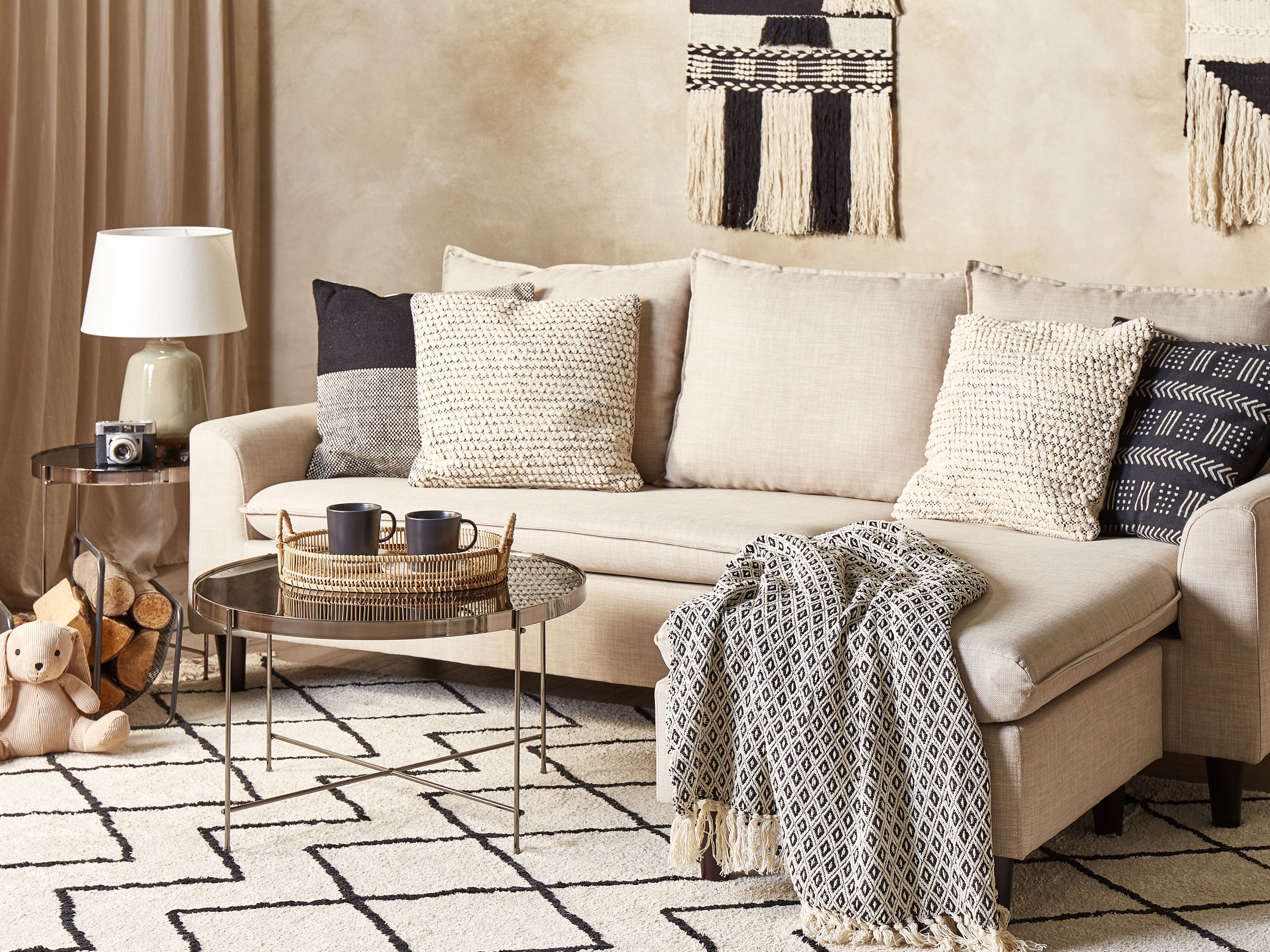 Set of 2 Decorative Cushions HOWEA Cotton 45 x 45 cm Beige Geometric Pattern