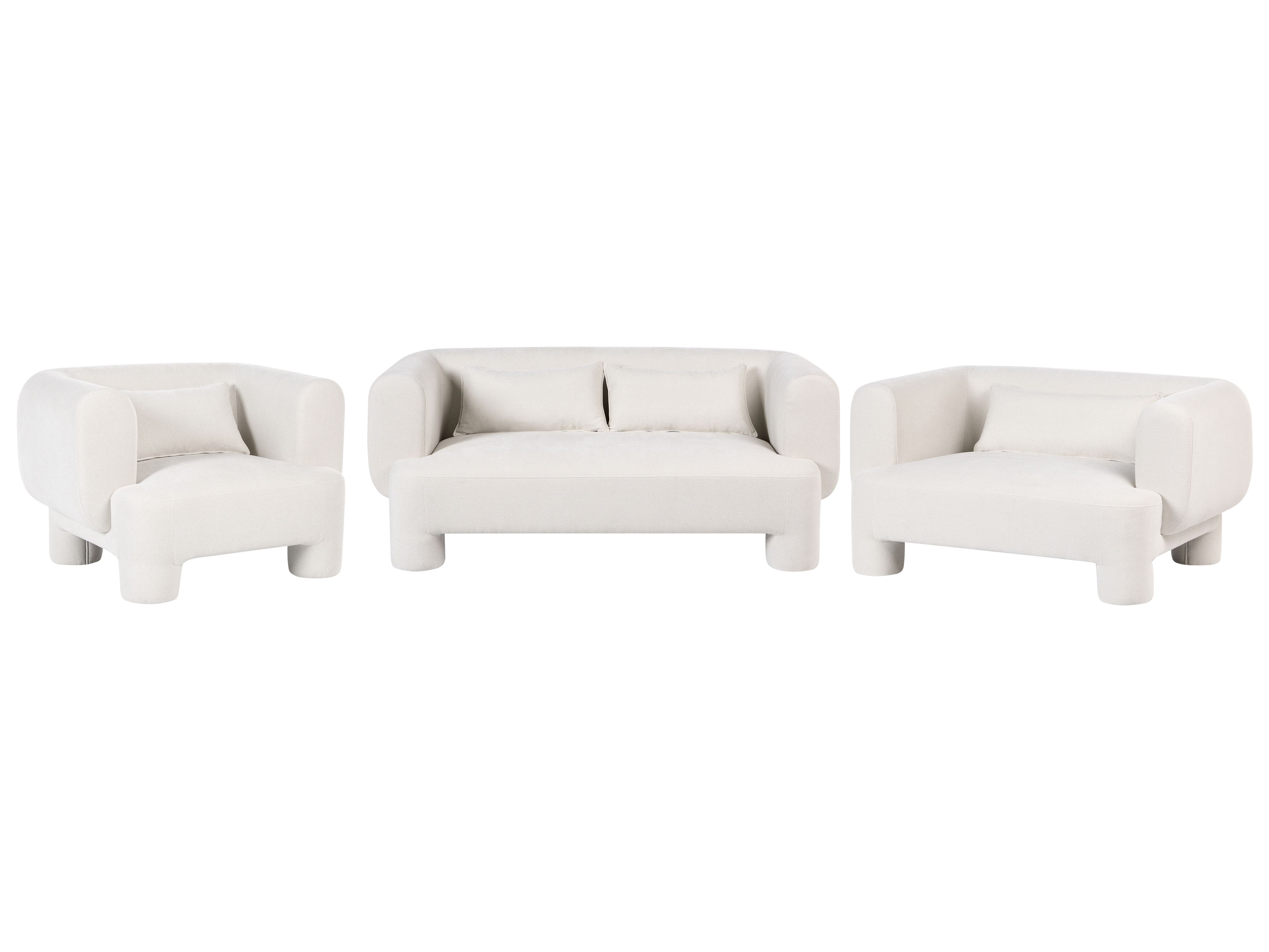 Living Room Set 6 Seater HOGBO Fabric White