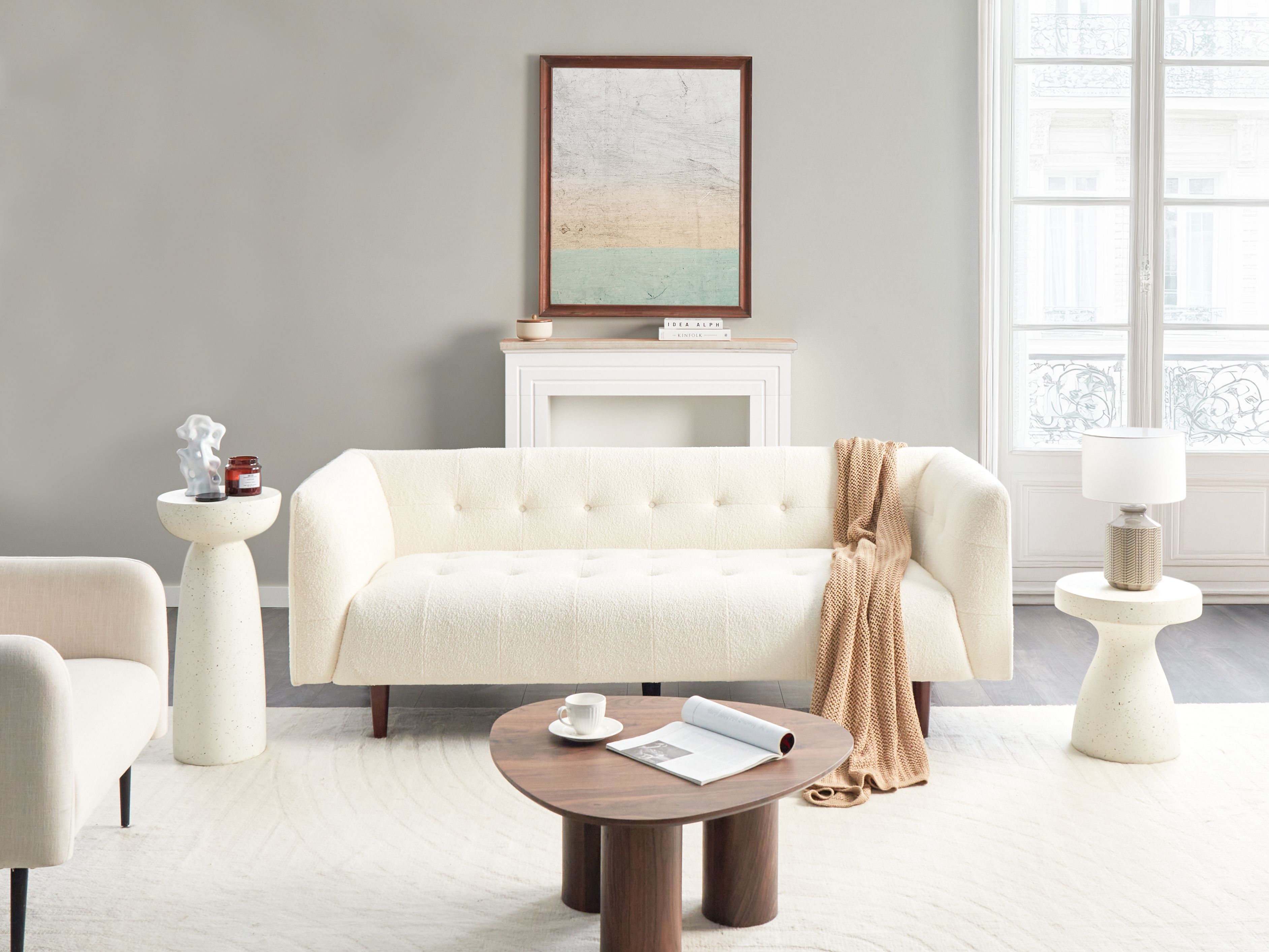 Sofa 3 Seater BYSKE Boucle Off-White