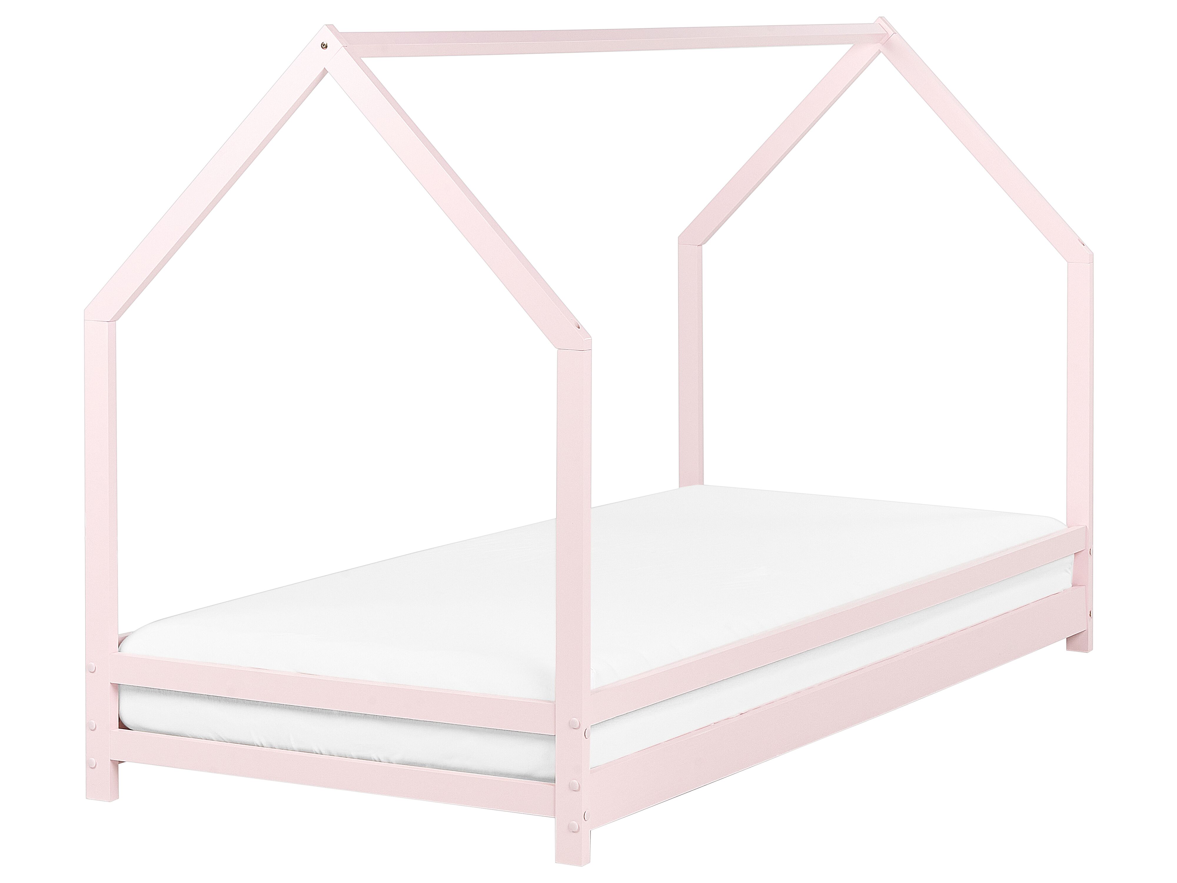 Kids Bed House Pine Wood APPY 90 x 200 cm (EU Single) Pastel Pink
