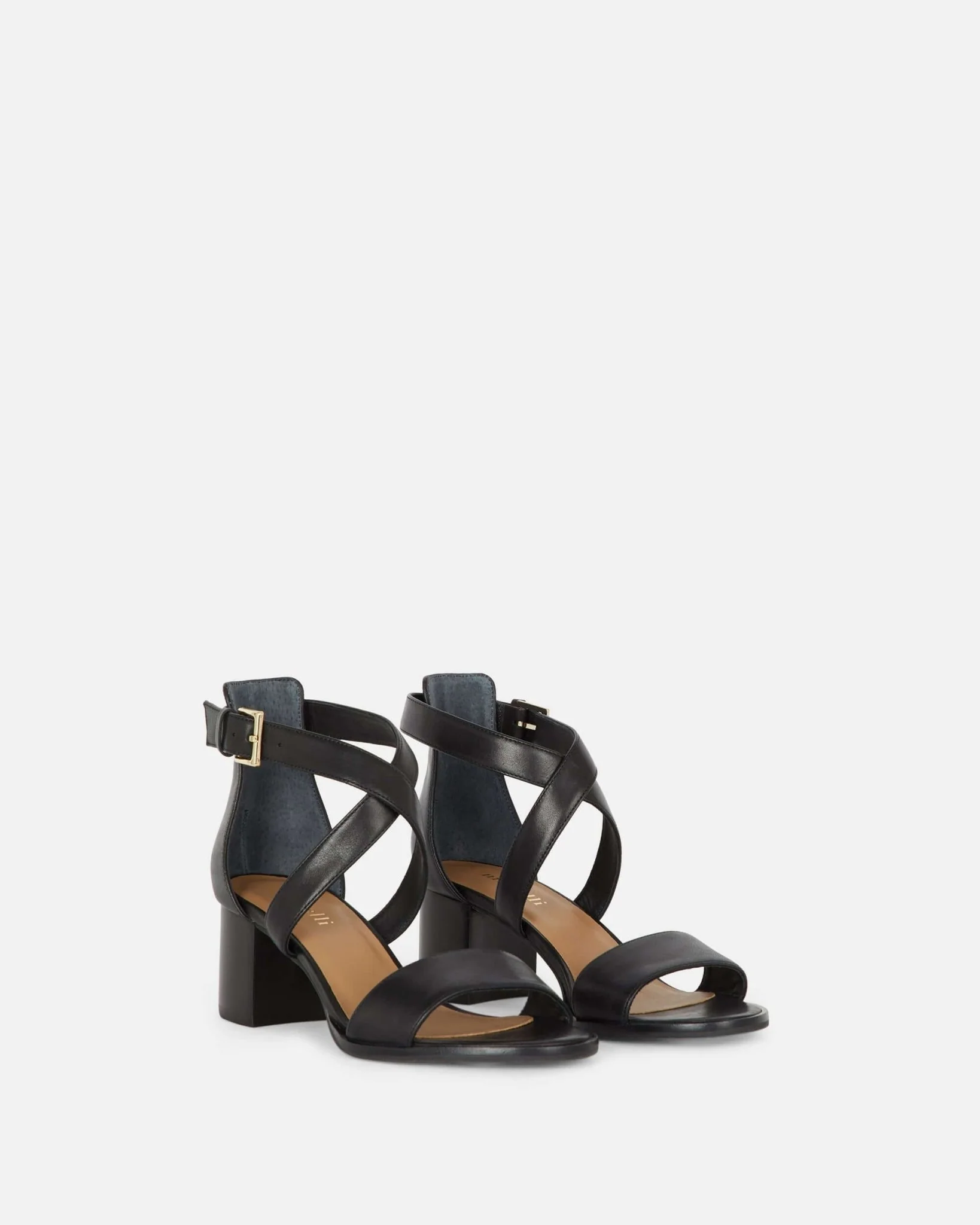 SANDALES KERI - En cuir à petits talons noir