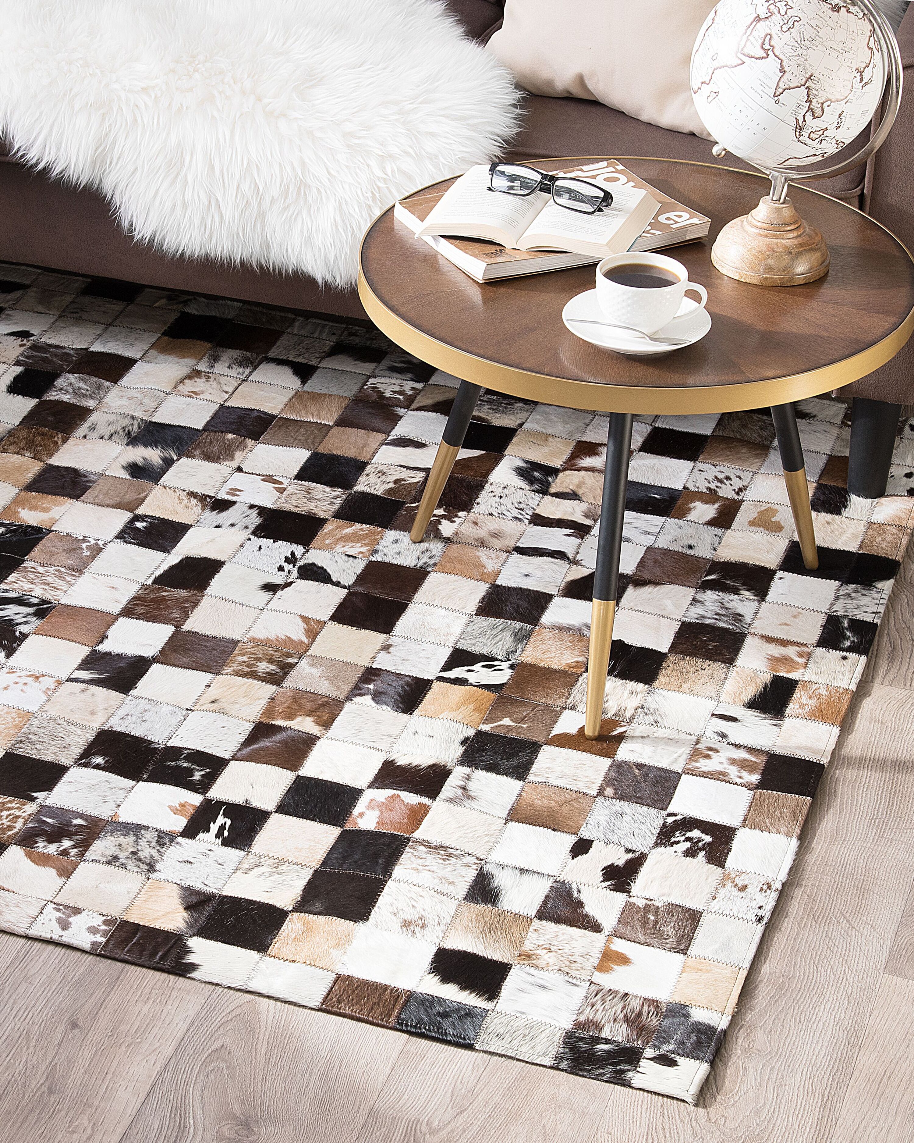 Rug CERLI White 160 x 230 cm Leather