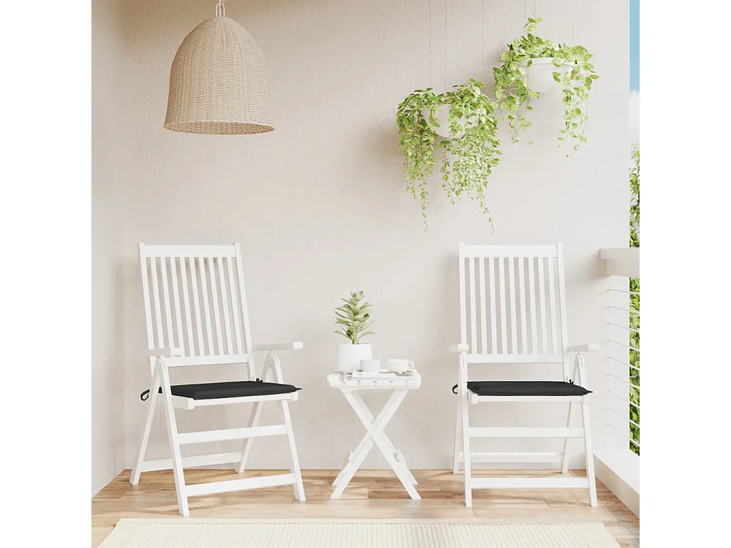 Coussins de chaise de jardin lot de 2 noir 50x50x3 cm
