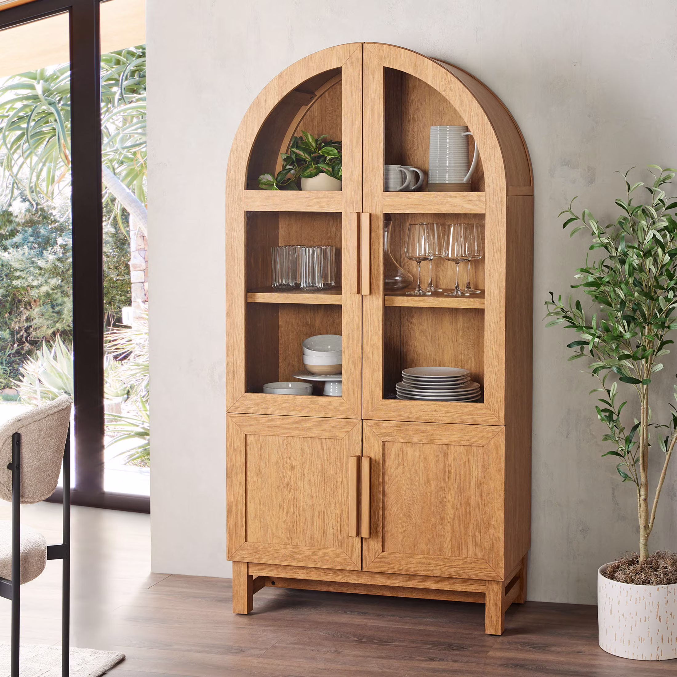 Better Homes & Gardens Juliet Kitchen Rounded Arch Cabinet, Rich Black - Image 3