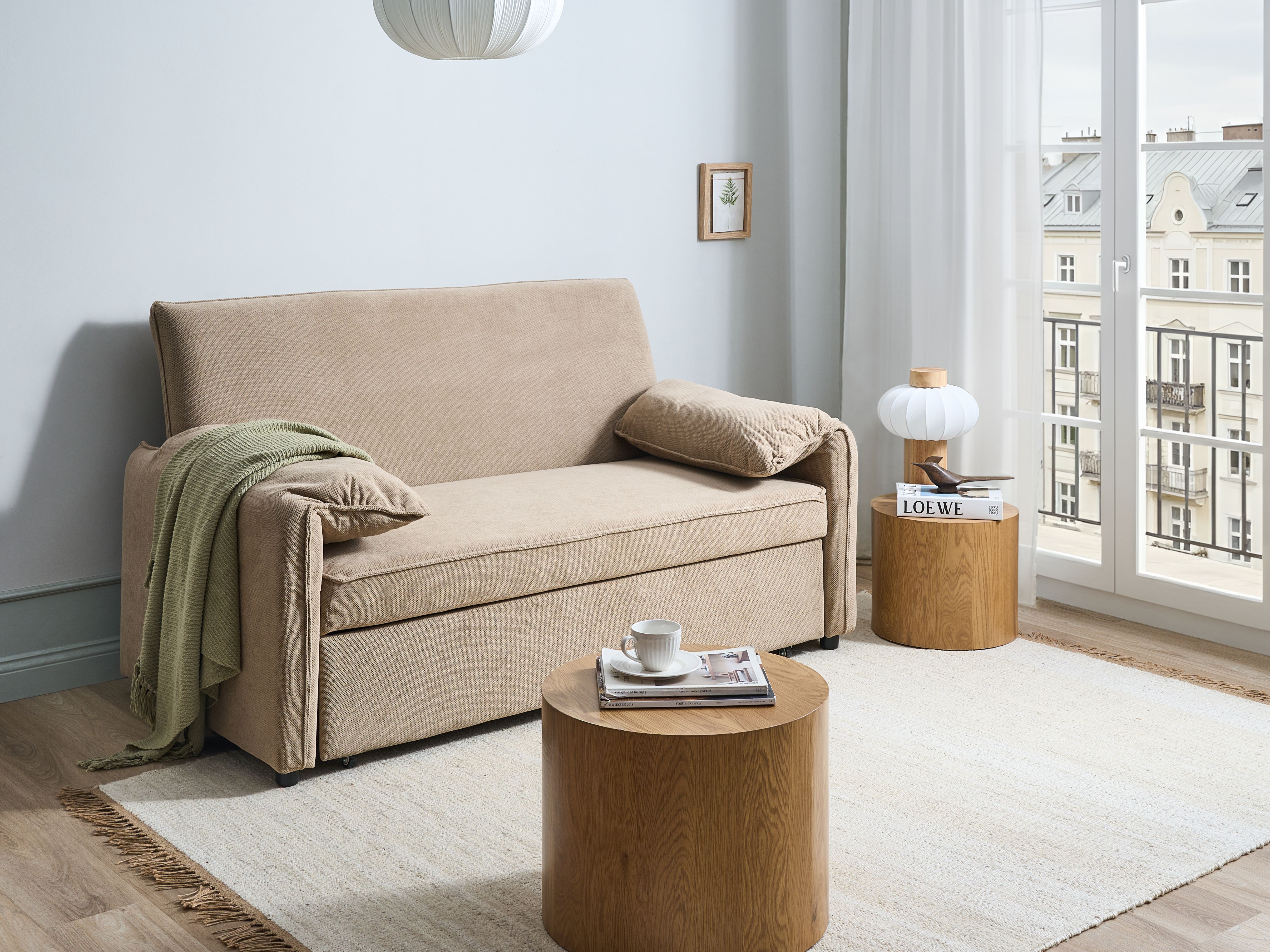 Sofa Bed HORMA Fabric Light Brown
