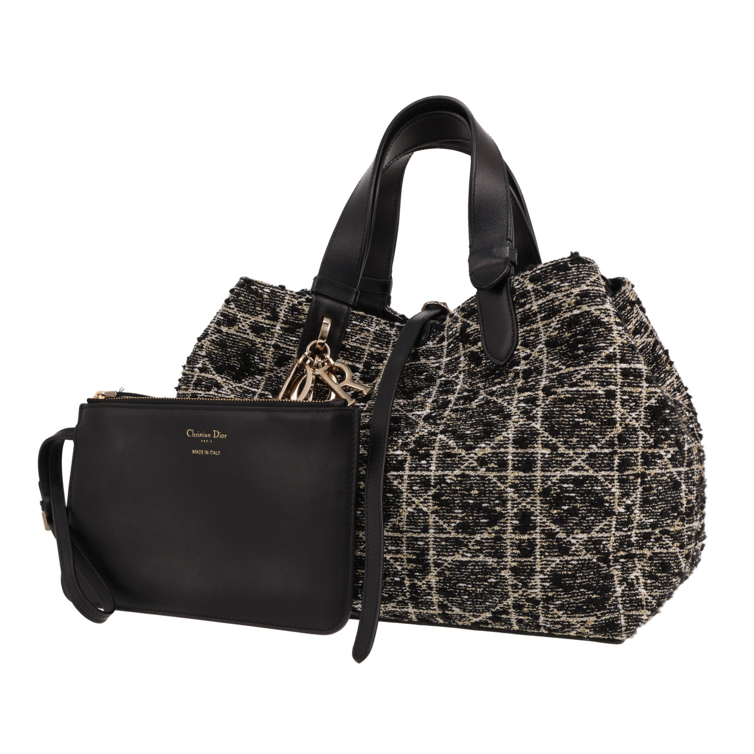 Dior Toujours handbag in black and gold tweed and black leather1:1High-quality replica