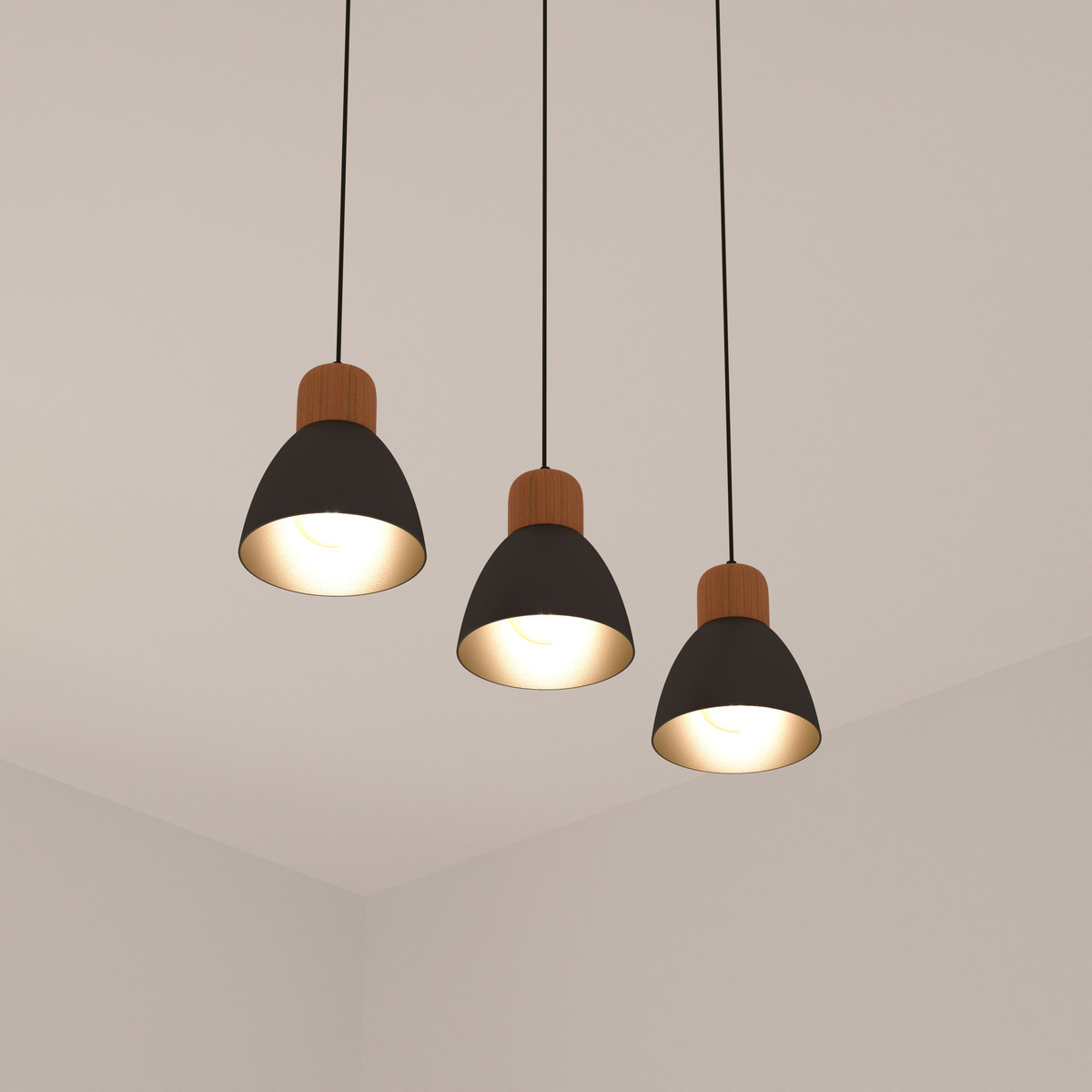 Suspension lamp "Desy" Black metal, L.64 cm