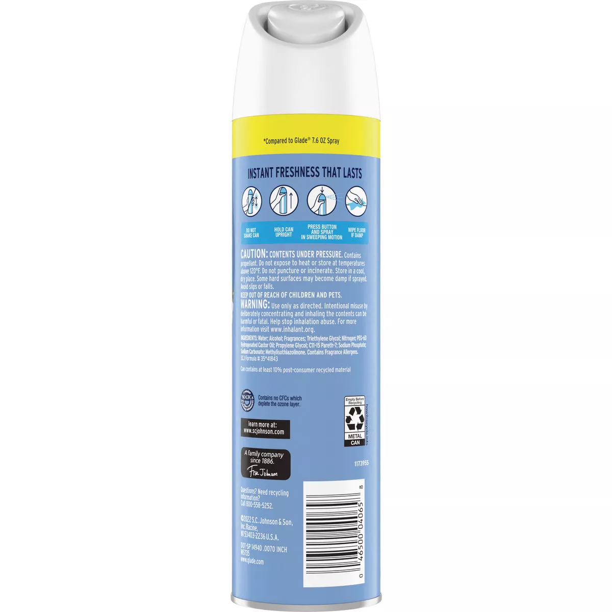 Glade 2X Fragrance 8 Oz. Clean Linen Spray Air Freshener