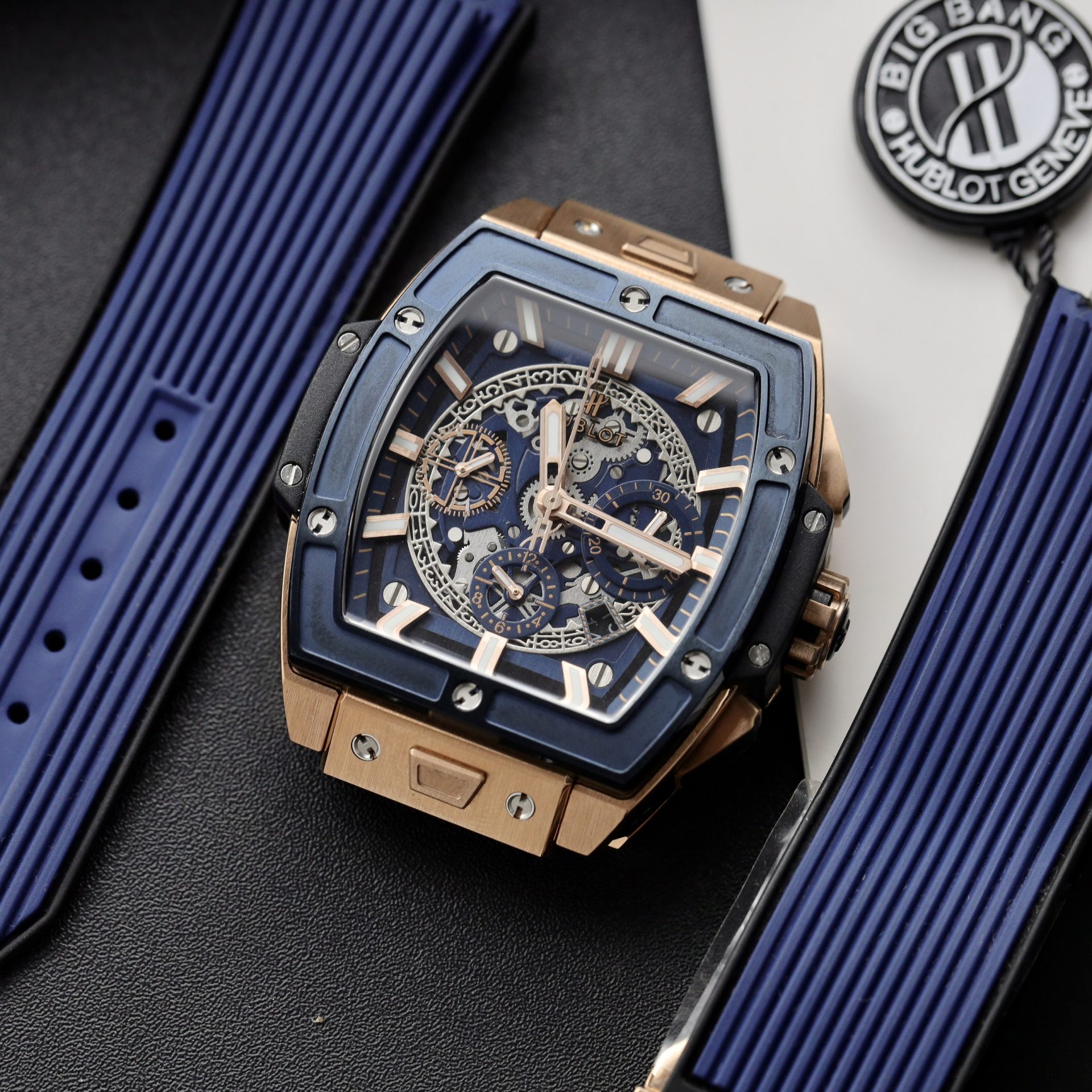 Hublot Replica Watches Spirit Of Big Bang King Gold Bezel Ceramic Blue 42mm - Top club