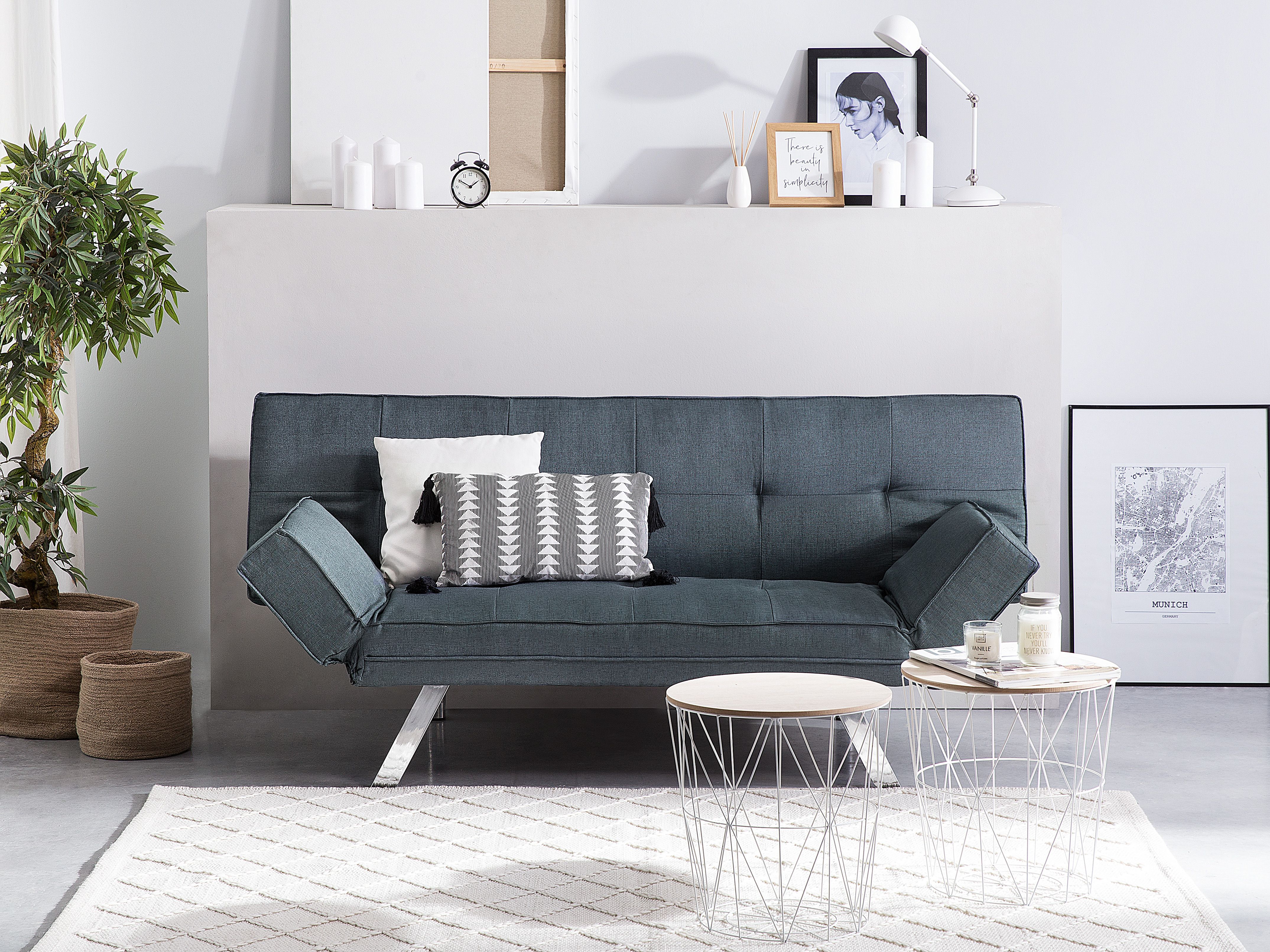 Sofa Bed 3 Seater BRISTOL Fabric Dark Blue