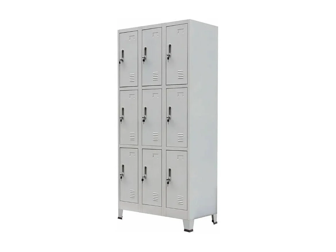 Armoire de bureau 9 portes métal gris Brook