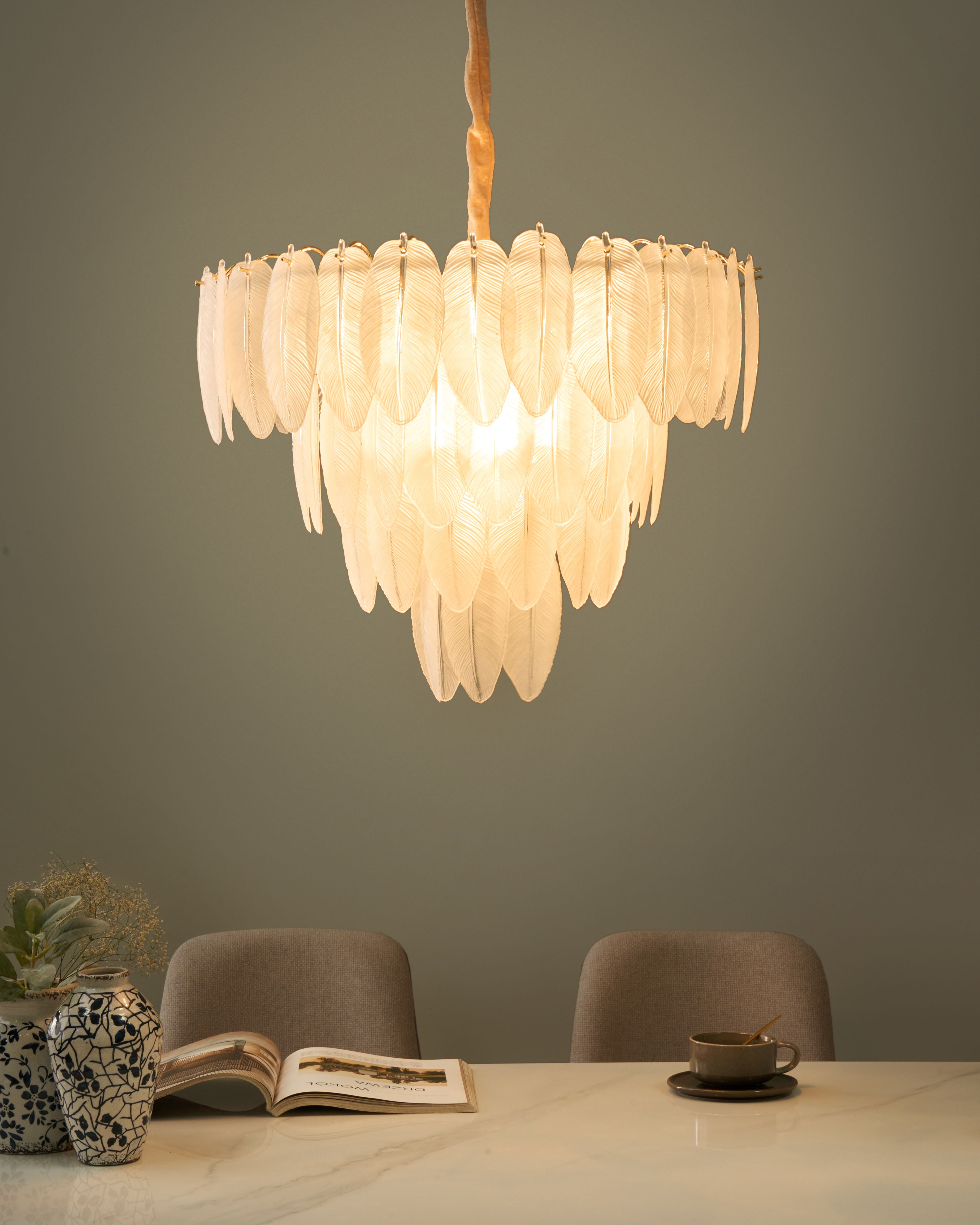 Chandelier MAHAICA Glass Brass