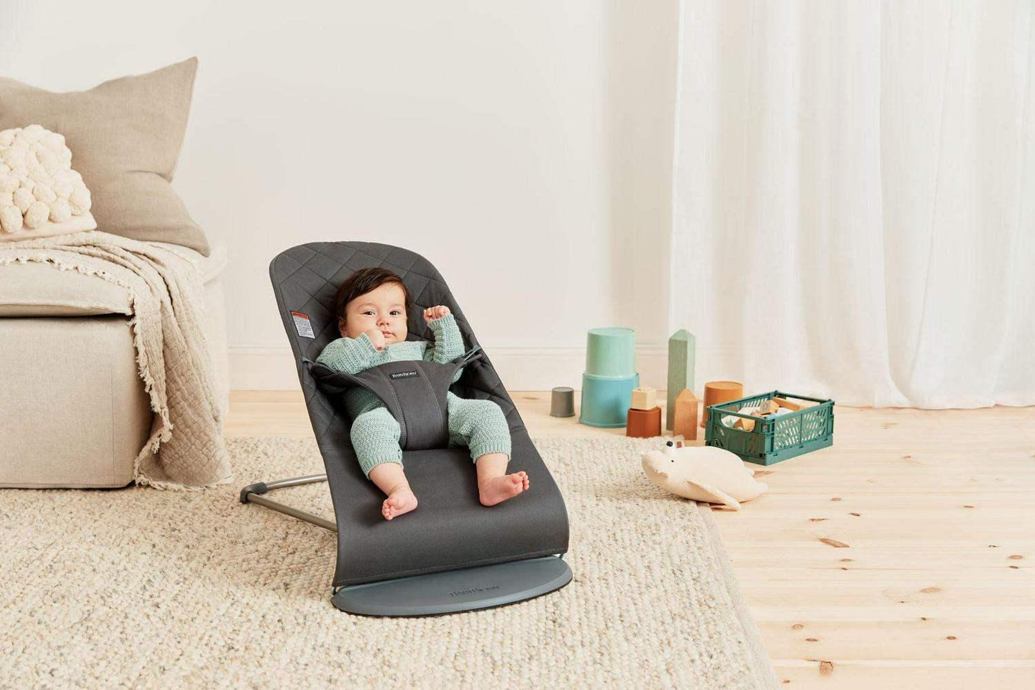 BabyBjorn Bouncer Bliss Baby Bouncers with Cotton. Classic Quilt. Anthracite - Image 8