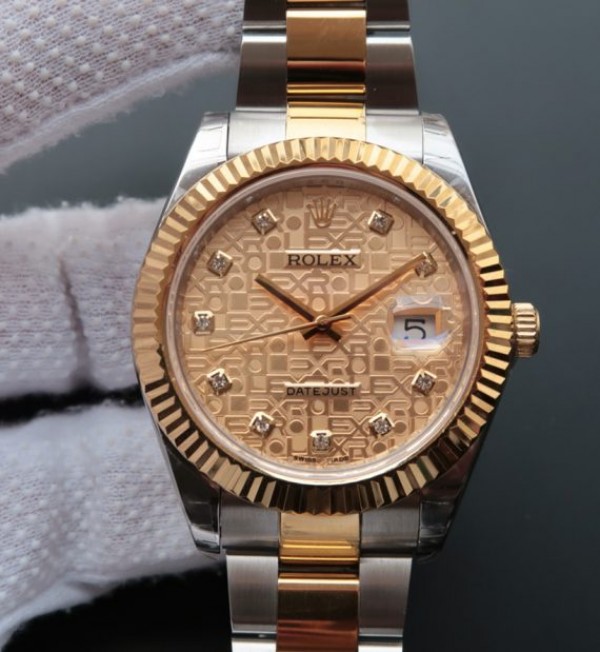 Replica Rolex DateJust II 41mm SS/YG YG Textured Dial Lumed Marker SS/YG Bracelet A3136 - Elite Watch Atelier