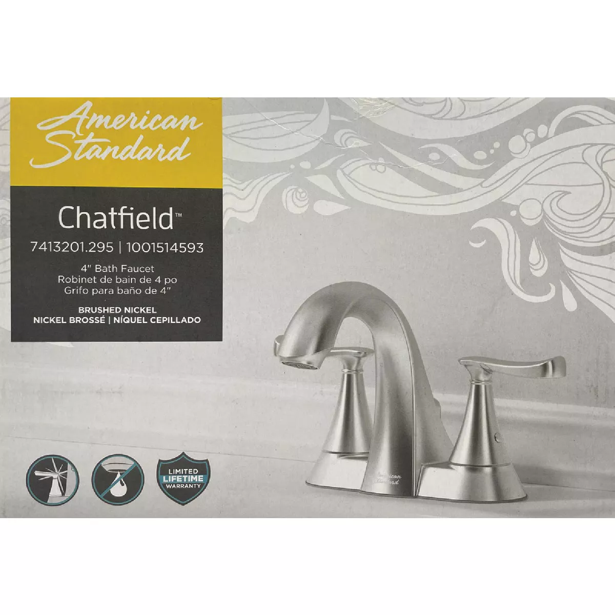 American Standard Chatfield Brushed Nickel 2-Handle Lever 4 In. Centerset Bathroom Faucet with Pop-Up