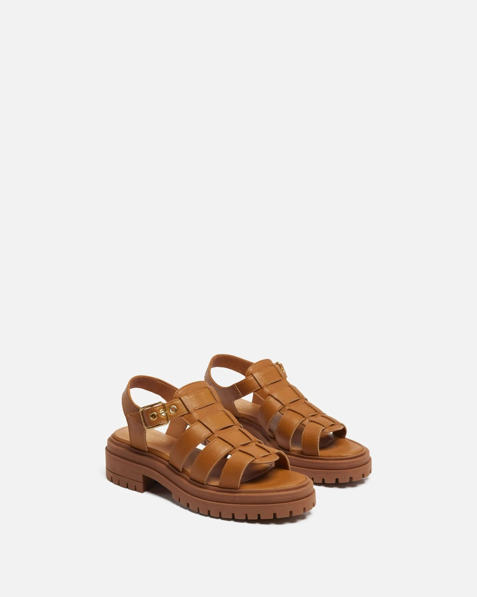 SANDALES MOSSO - En cuir cognac