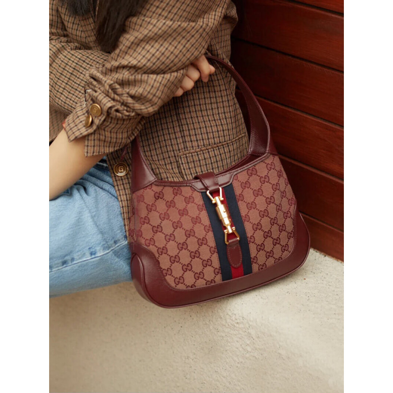 Replica Gucci Jackie 1961 Small Shoulder Bag 636706 In Burgundy Gg Canvas1:1High-quality replica