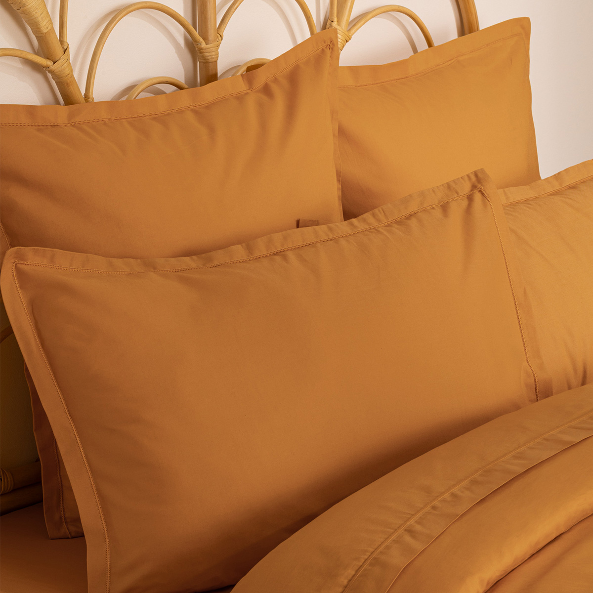 Pillowcase, cotton Cumin yellow, 50x70 cm