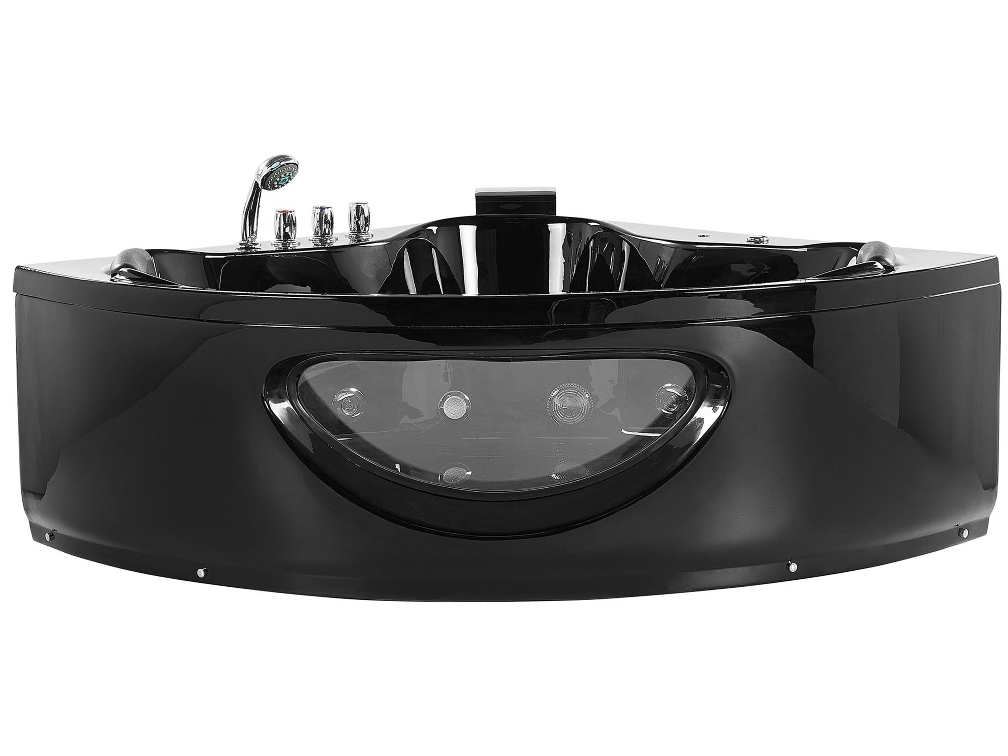 Corner Hot Tub with LED TOCOA 2050 x 1460 mm Black