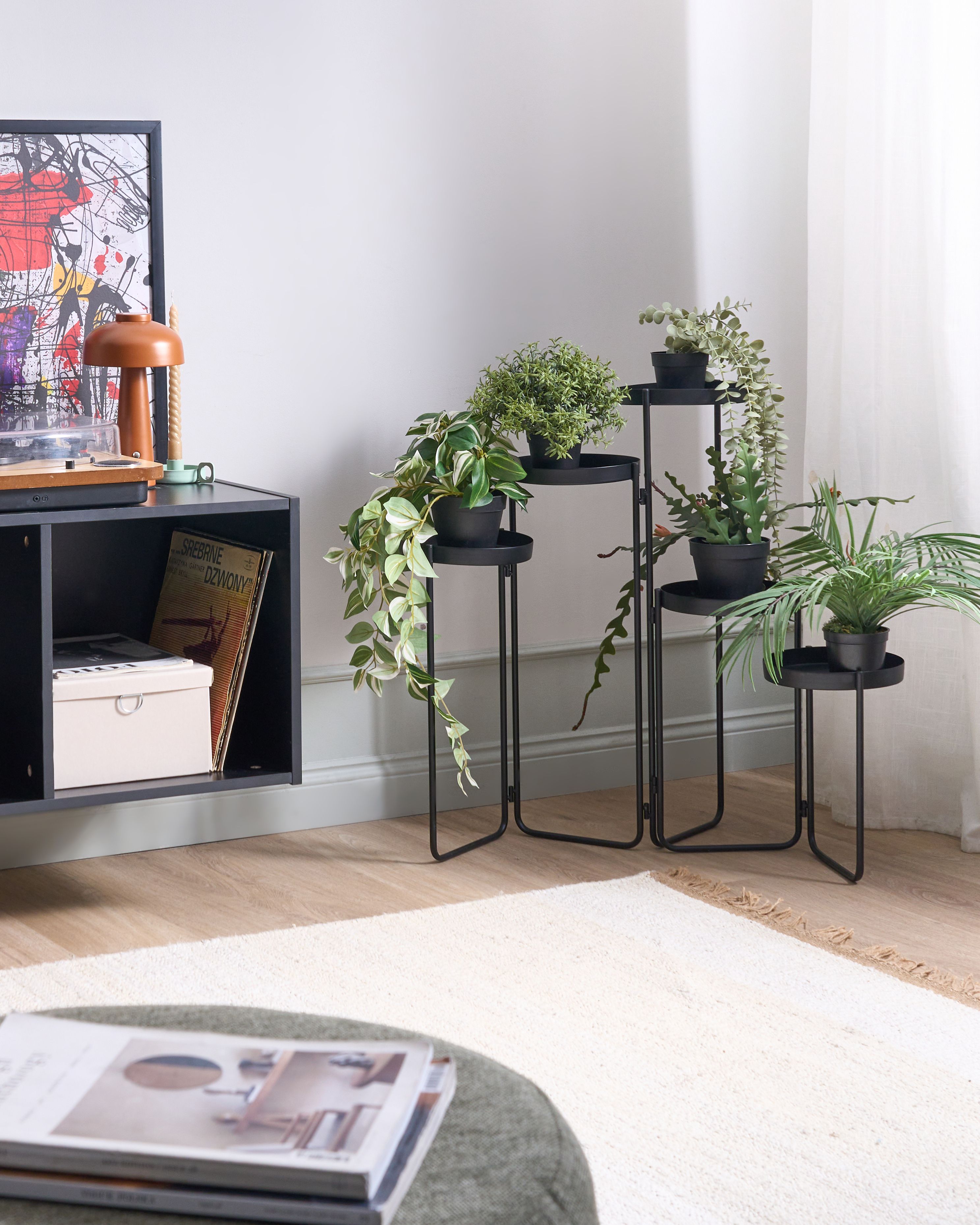 Plant Stand NANTEN Metal 87 cm Black