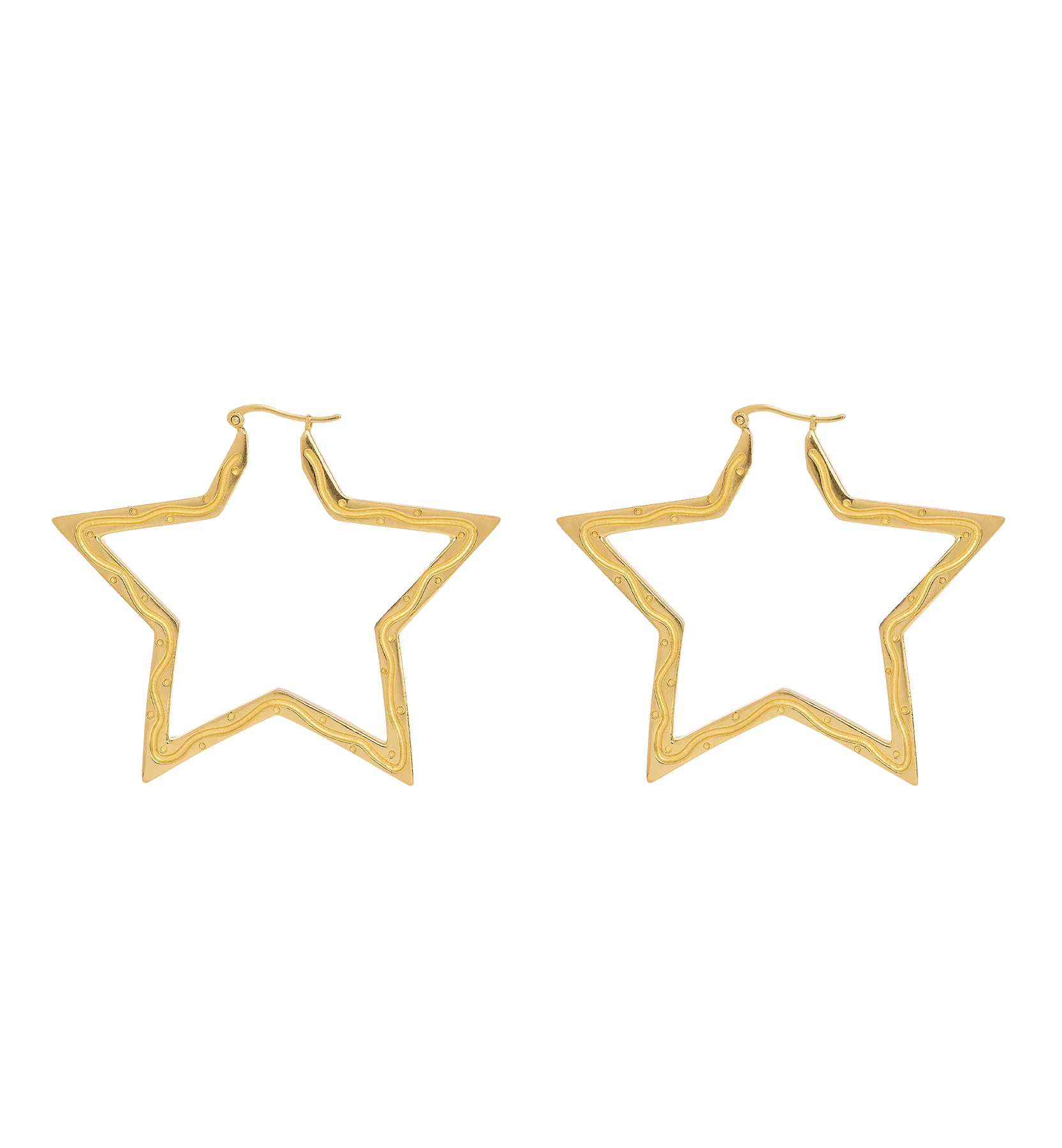 Large Funky Star Hoop Earrings