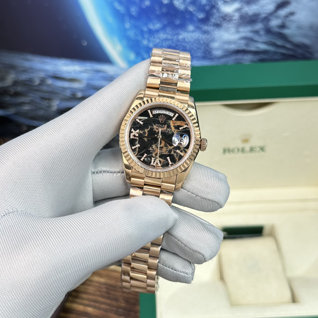 Rolex Fake Watch Day-Date Rose Gold Lava Dial BP Factory 40mm - Elite Watch Atelier