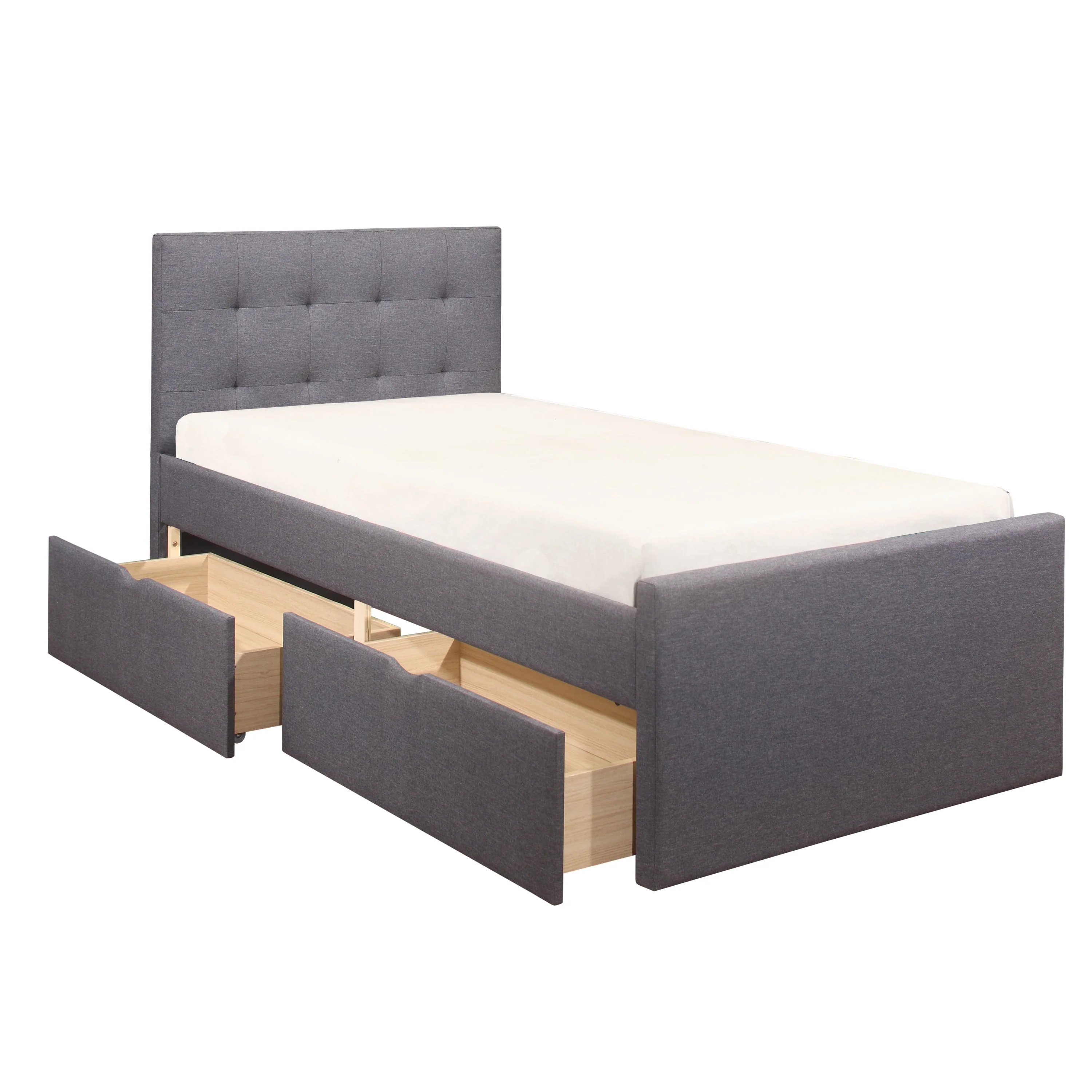 Emory Upholstered Twin Platform Bed with 2 Storage Drawers, Gray, by Hillsdale Living Essentials - Image 8