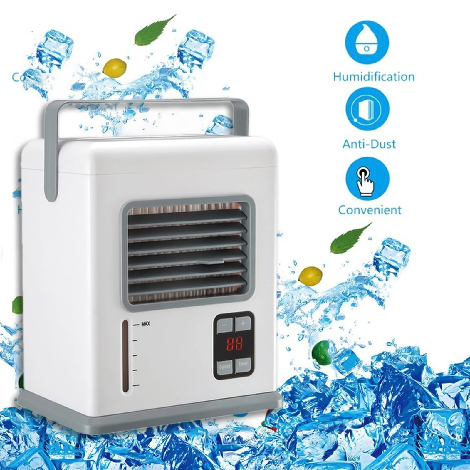 Dezsed Portable Air Conditioners Clearance Portable Air Conditioner, Evaporative Air Cooler In 2 Speed, Usb/Ac Air Conditioner with Timer for Home Office, Bedroom White