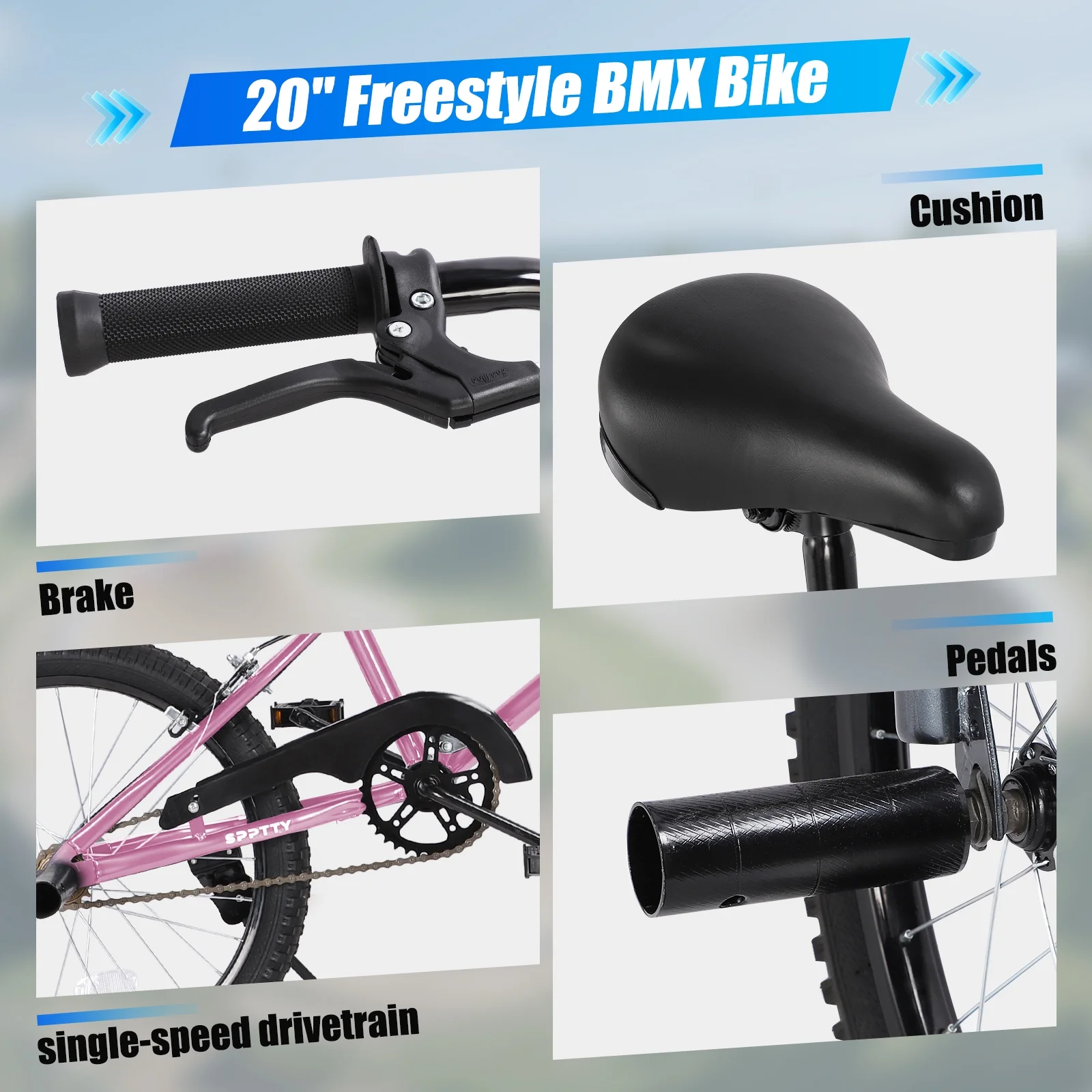 SPPTTY 20" Freestyle BMX Bike with 4 Pegs,Kids Bicycle for Teen Beginner, Age 7-14 Years,Multicolor - Image 35
