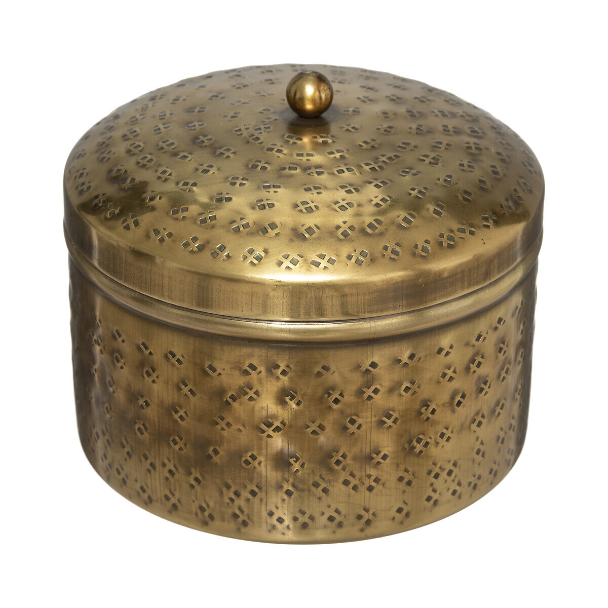 Set of 2 tins "Oasis", metal Gilt, D.10/13 cm