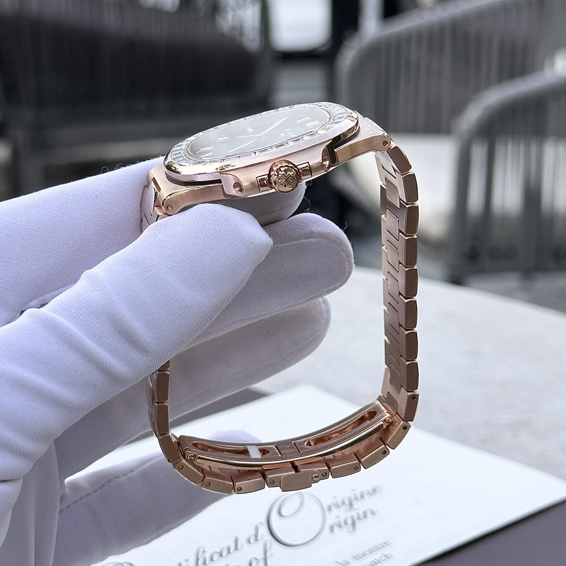 Patek Philippe Nautilus 5723 Gold Wrapped With Moissanite Baguette Diamonds 3K 40mm - Top club