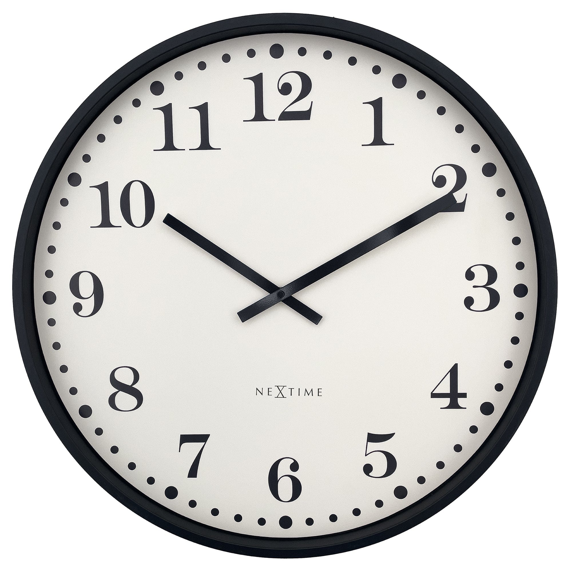 NeXtime - Wandklok 50cm - Stil - Zwart Wit - Plastic - NeXtime