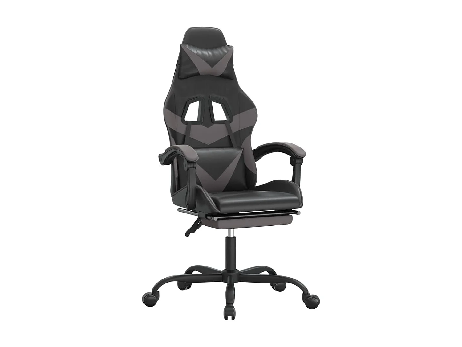Chaise de jeu avec repose-pied Noir et gris Similicuir