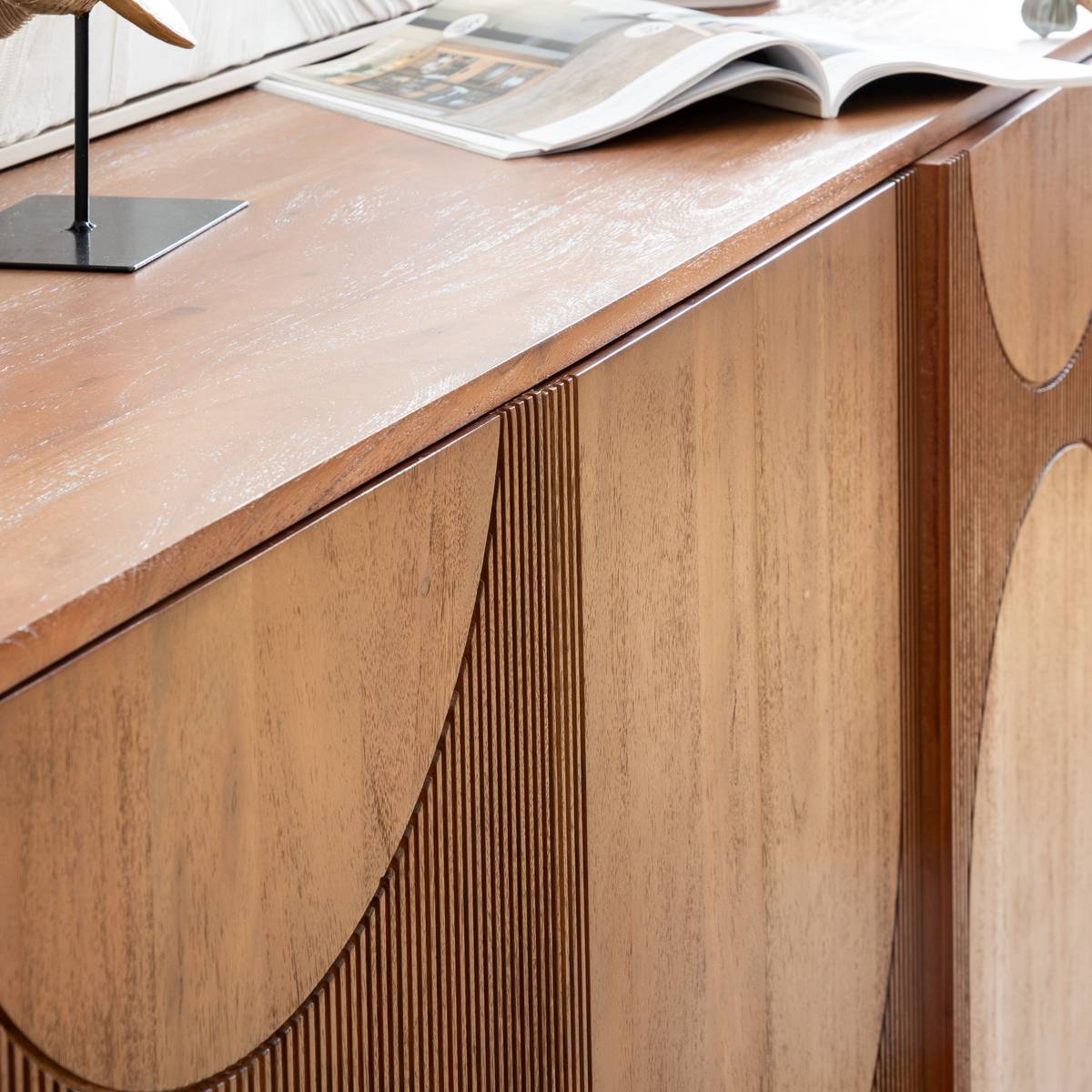 3-door buffet "Nanda" Acacia, Brown, 150x90.5 cm