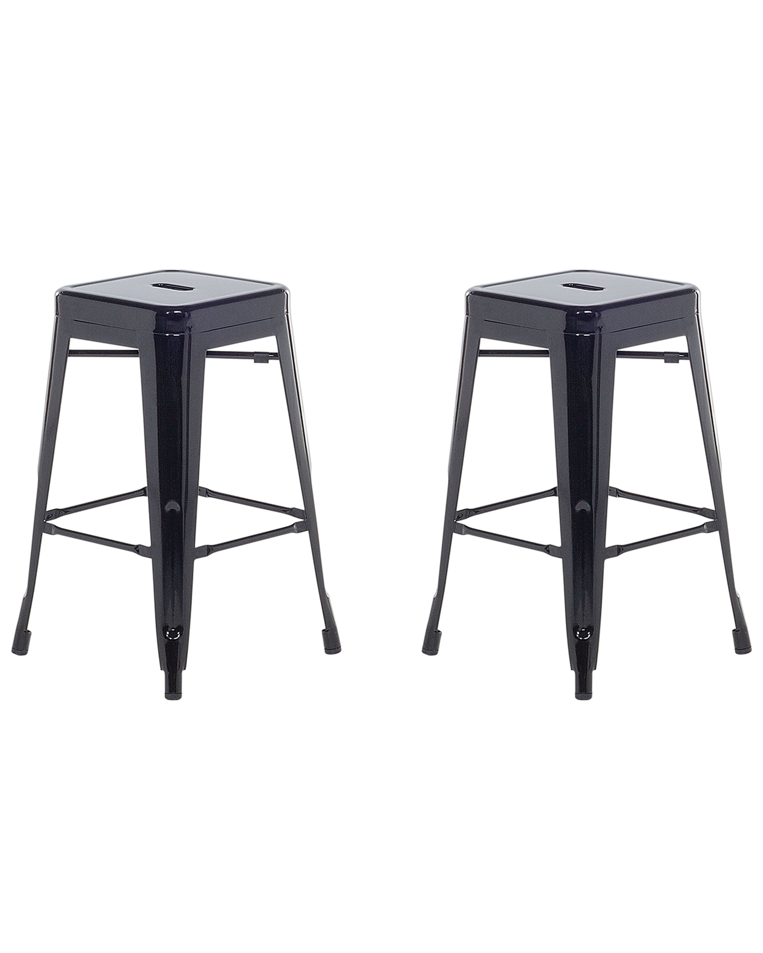 Set of 2 Bar Stools CABRILLO Metal Black