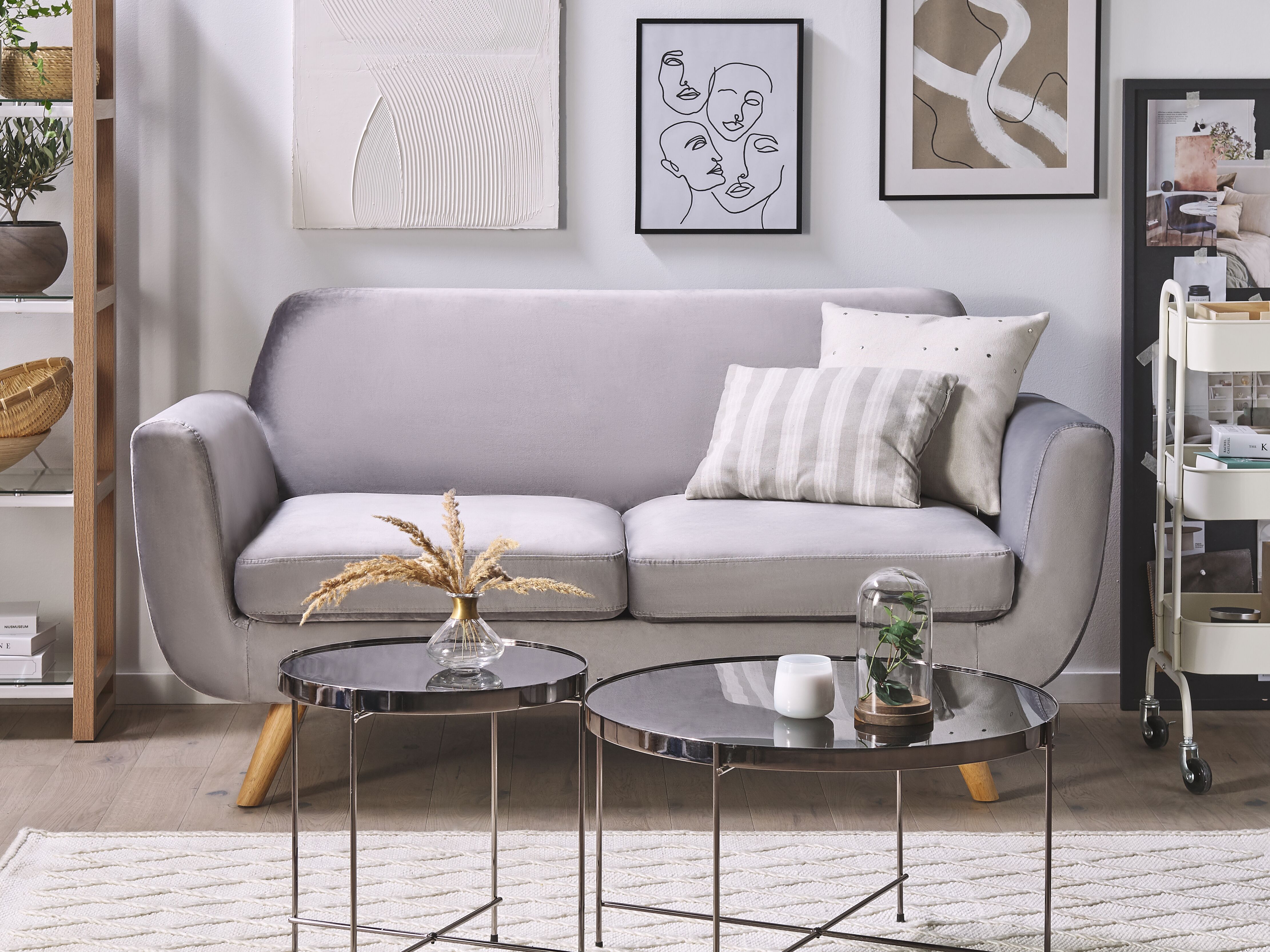 2 Seater Sofa Cover BERNES Velvet Grey