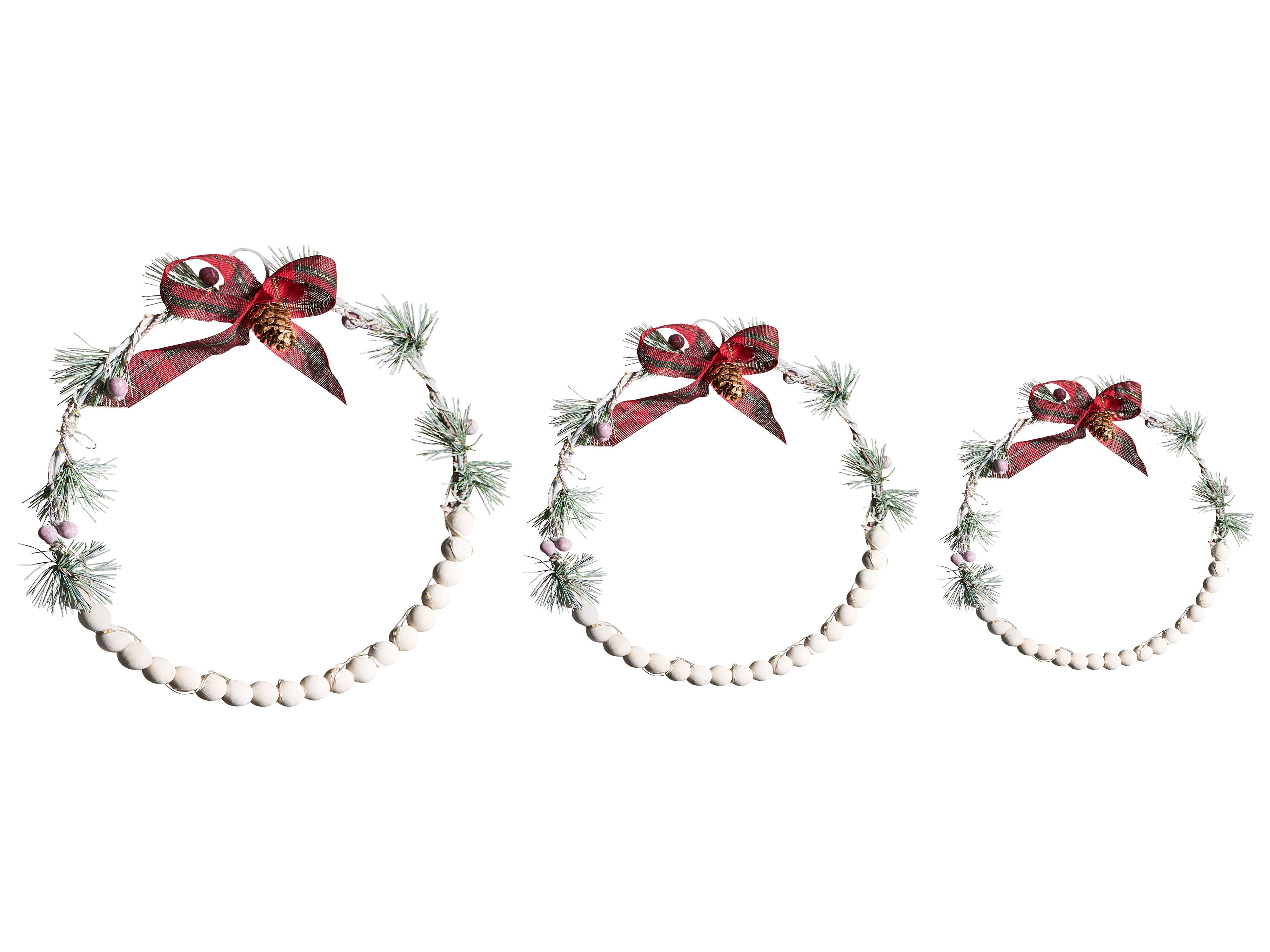 Set of 3 Hanging Decorations LED KEITELE Wreath 25/30/35 cm White