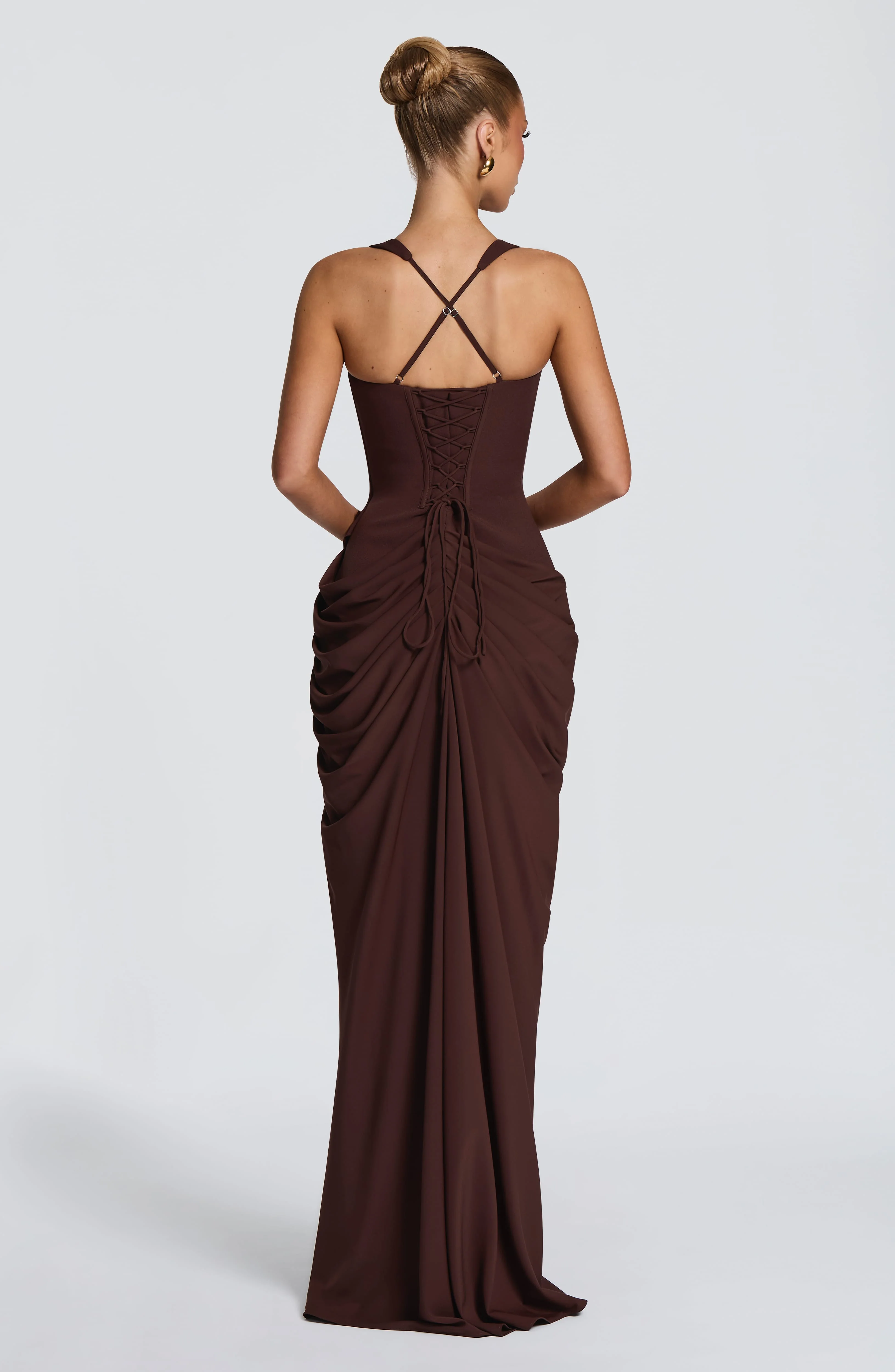 Elara Maxi Dress - Plum Brown