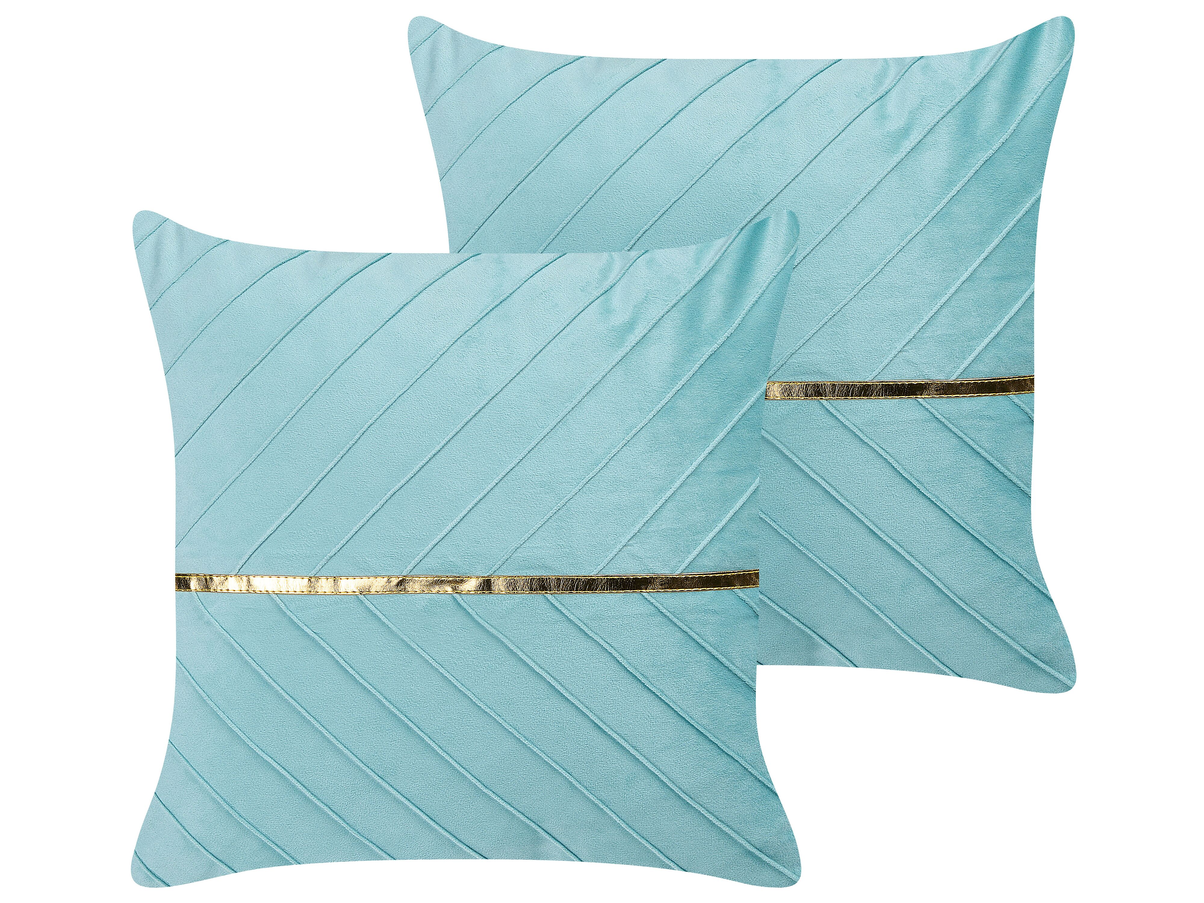 Set of 2 Decorative Cushions CONEFLOWER 45 x 45 cm Light Blue Striped