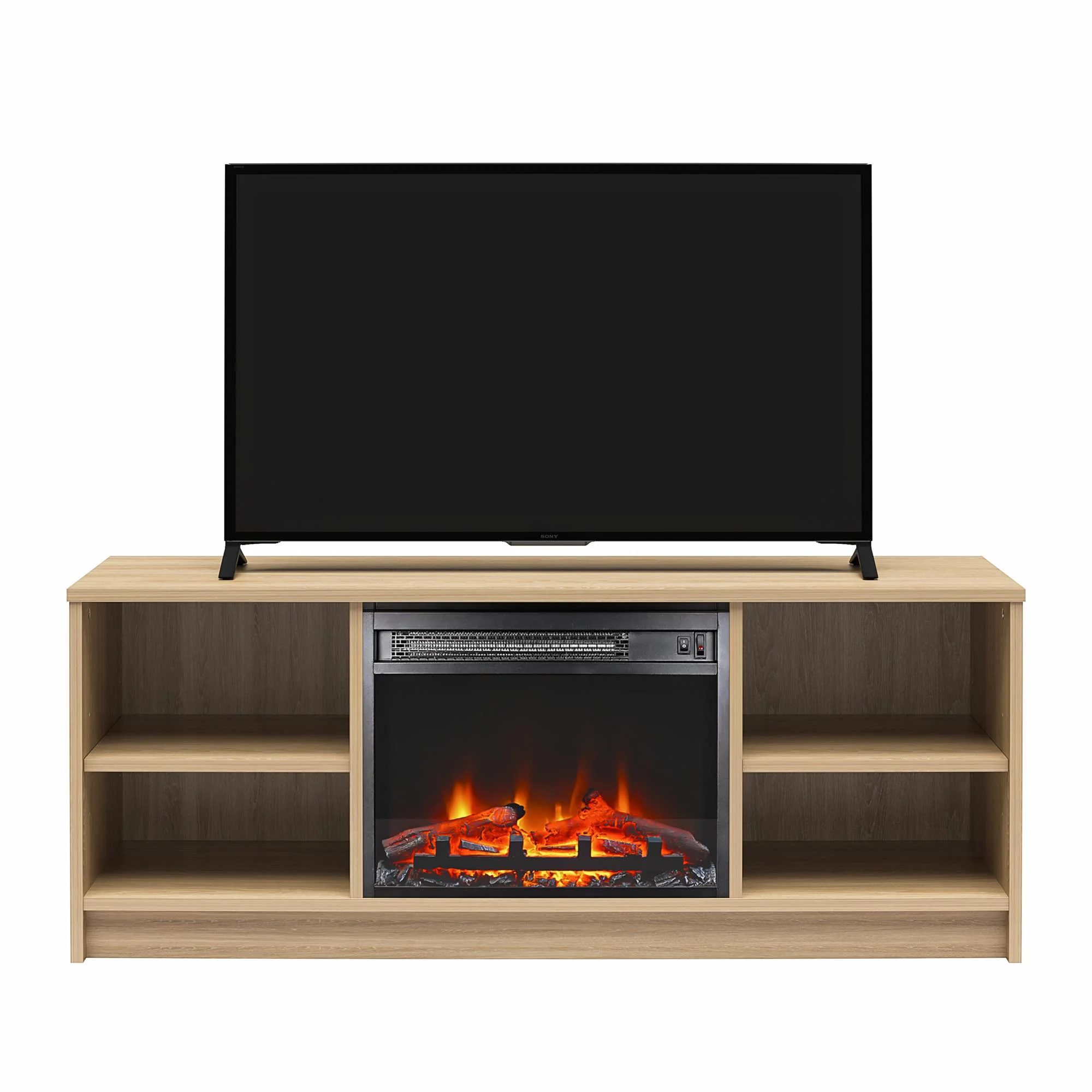 Mainstays Fireplace TV Stand, for TVs up to 55", Black Oak - Image 28