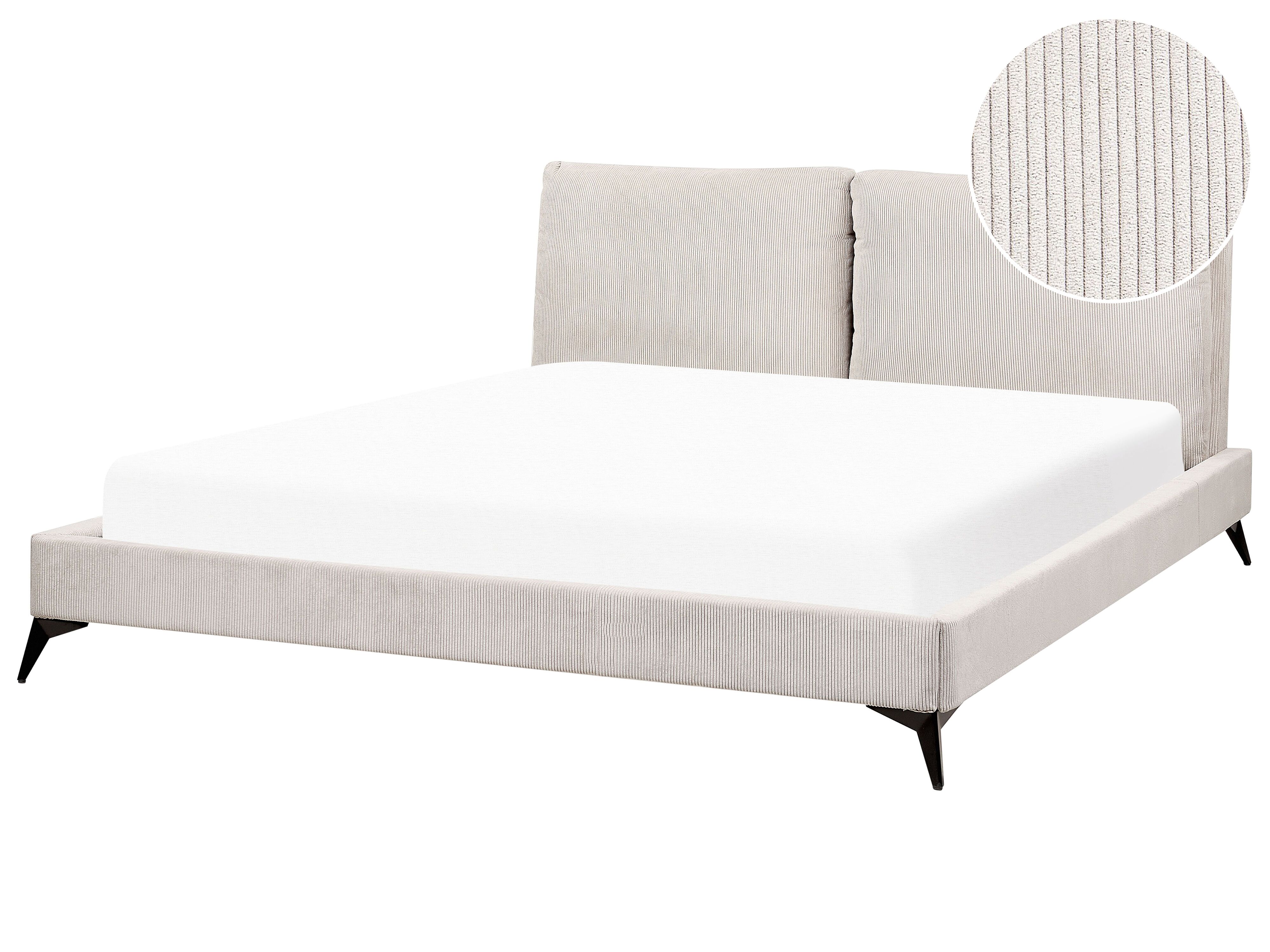 Bed Corduroy MELLE 180 x 200 cm (EU Super King) Light Beige
