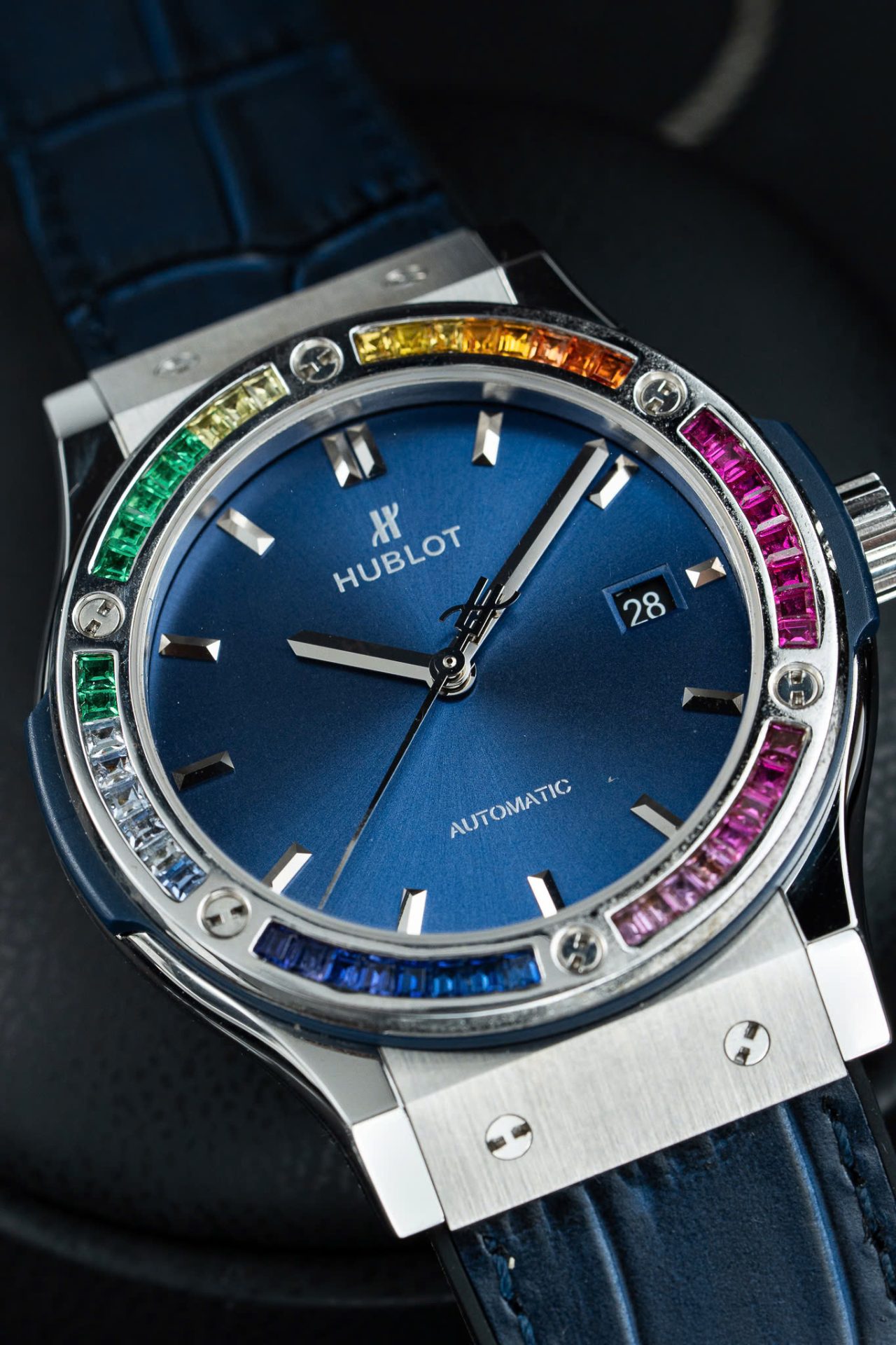 Hublot Classic Fusion Titanium Rainbow Refined Synthentic Gemstones Bezel Best Copy 42mm - Top club