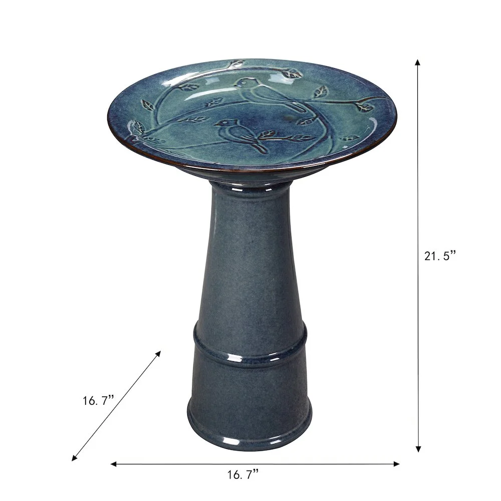 Hi-Line Gift Ltd. Ceramic Birdbath - Ocean Blue Serenity