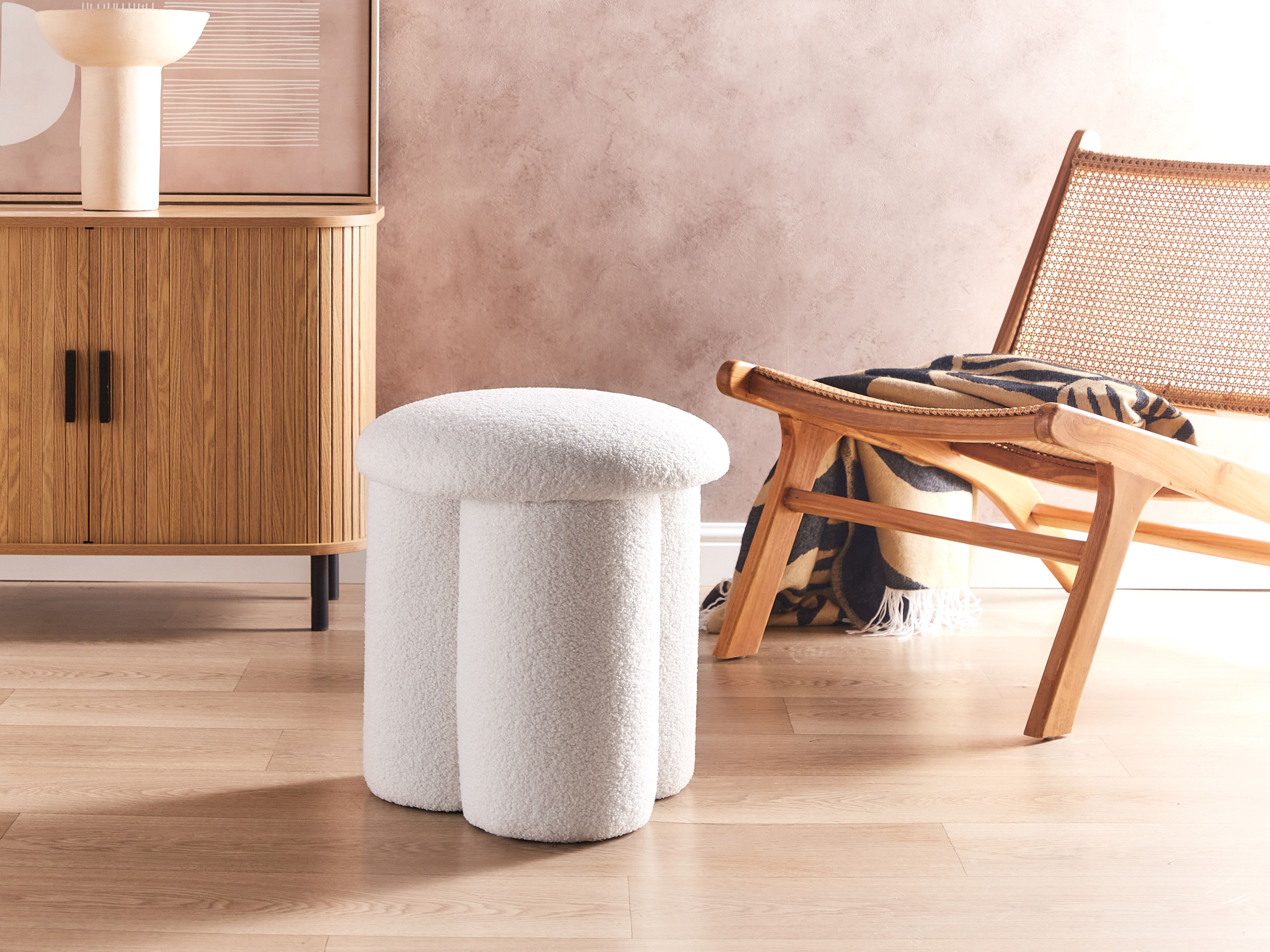 Pouffe CARRINGTON Boucle Off-White