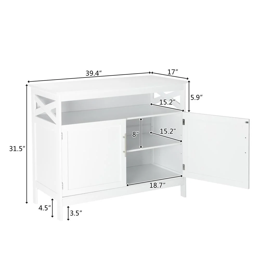 Ktaxon Kitchen Storage Sideboard Dining Buffet Server Cabinet Cupboard, Free Standing Storage Chest Cabinets and Shelf,White