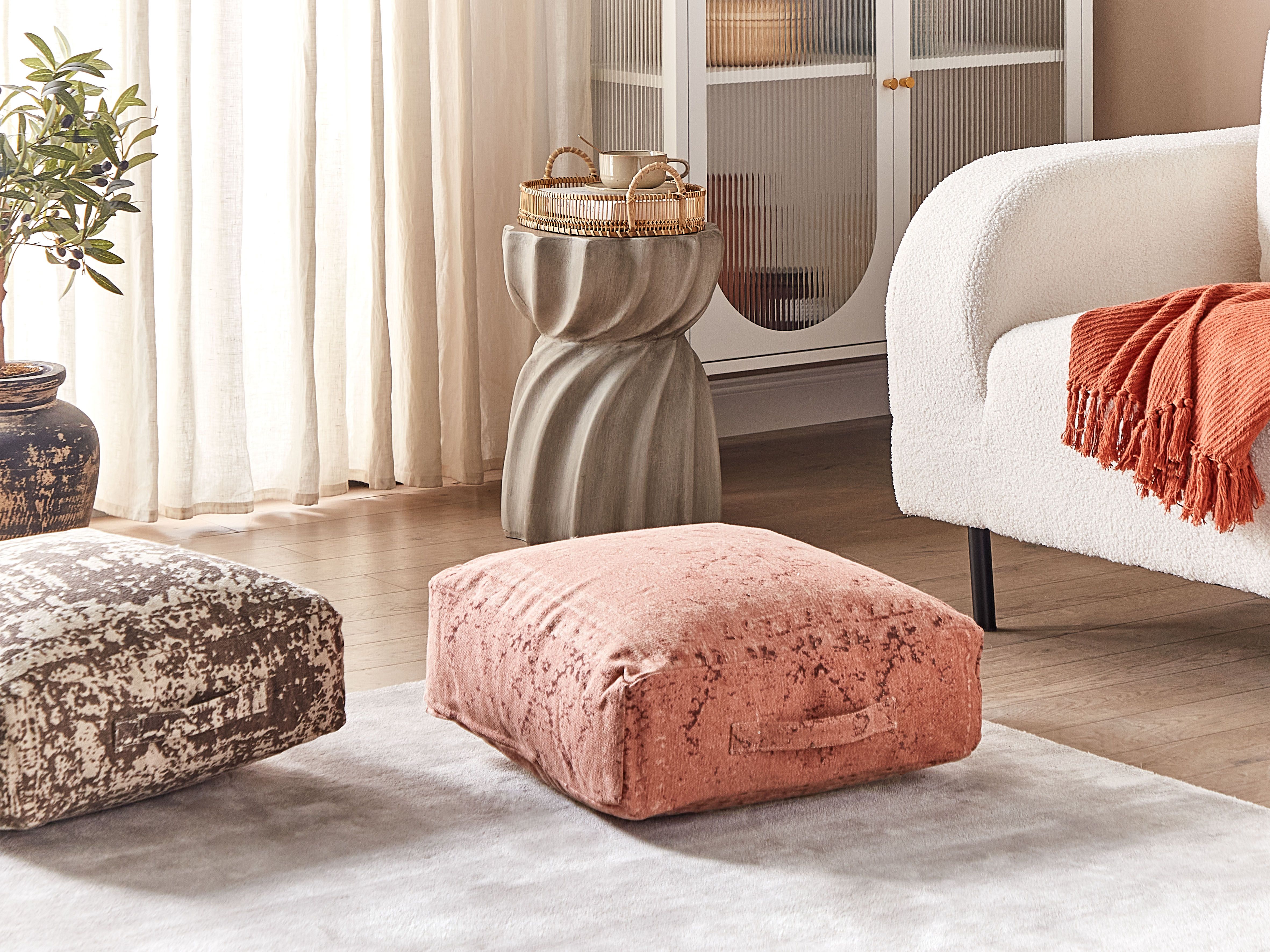 Pouffe SHASA Cotton Light Red